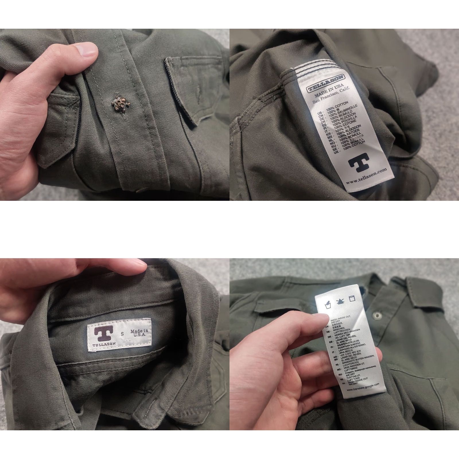 Tellason VINTAGE Tellason Olive Drab Flap Pockets Long Sleeve Button Up Work Shirt USA Size US S / EU 44-46 / 1 - 9 Thumbnail