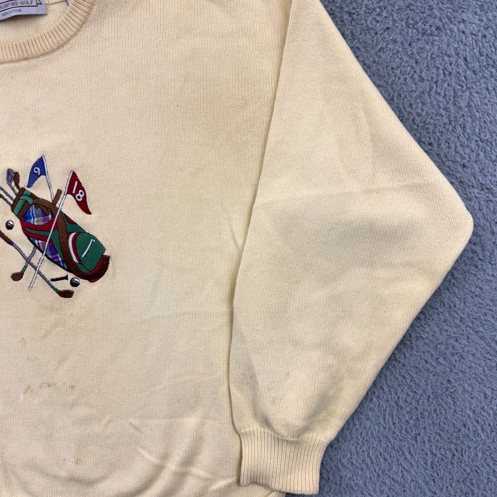 Vintage VINTAGE John Ashford Sweater Mens Large Golf Sport 90s Pullover Knit Long Sleeve Yellow Cotton Embroidered Logo 90s Theme Mens Size US L / EU 52-54 / 3 - 5 Thumbnail