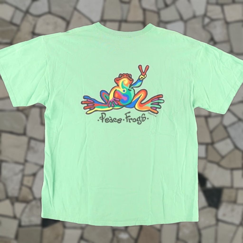 Vintage Peace Frogs Tie Dye Solid T-Shirt Green Men's XL Shirt Mens XL Peace Frogs Tie Dye Solid T-Shirt Green Size US XL / EU 56 / 4 - 1 Thumbnail