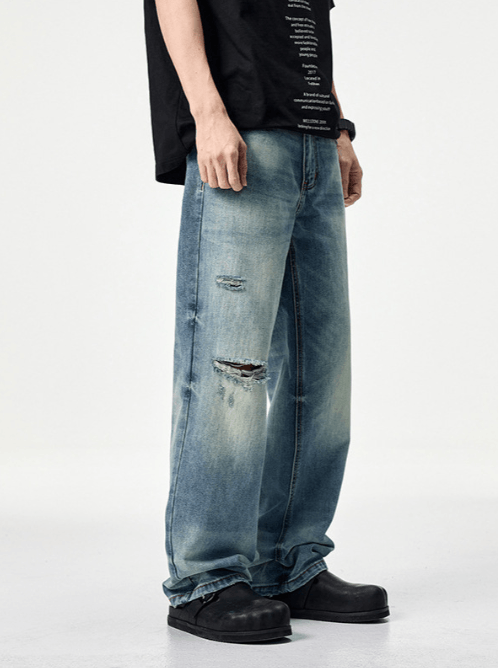 Japanese Brand × Jean Trendy gradient distressed loose American Clanfit jeans y2k Size US 32 / EU 48 - 3 Thumbnail