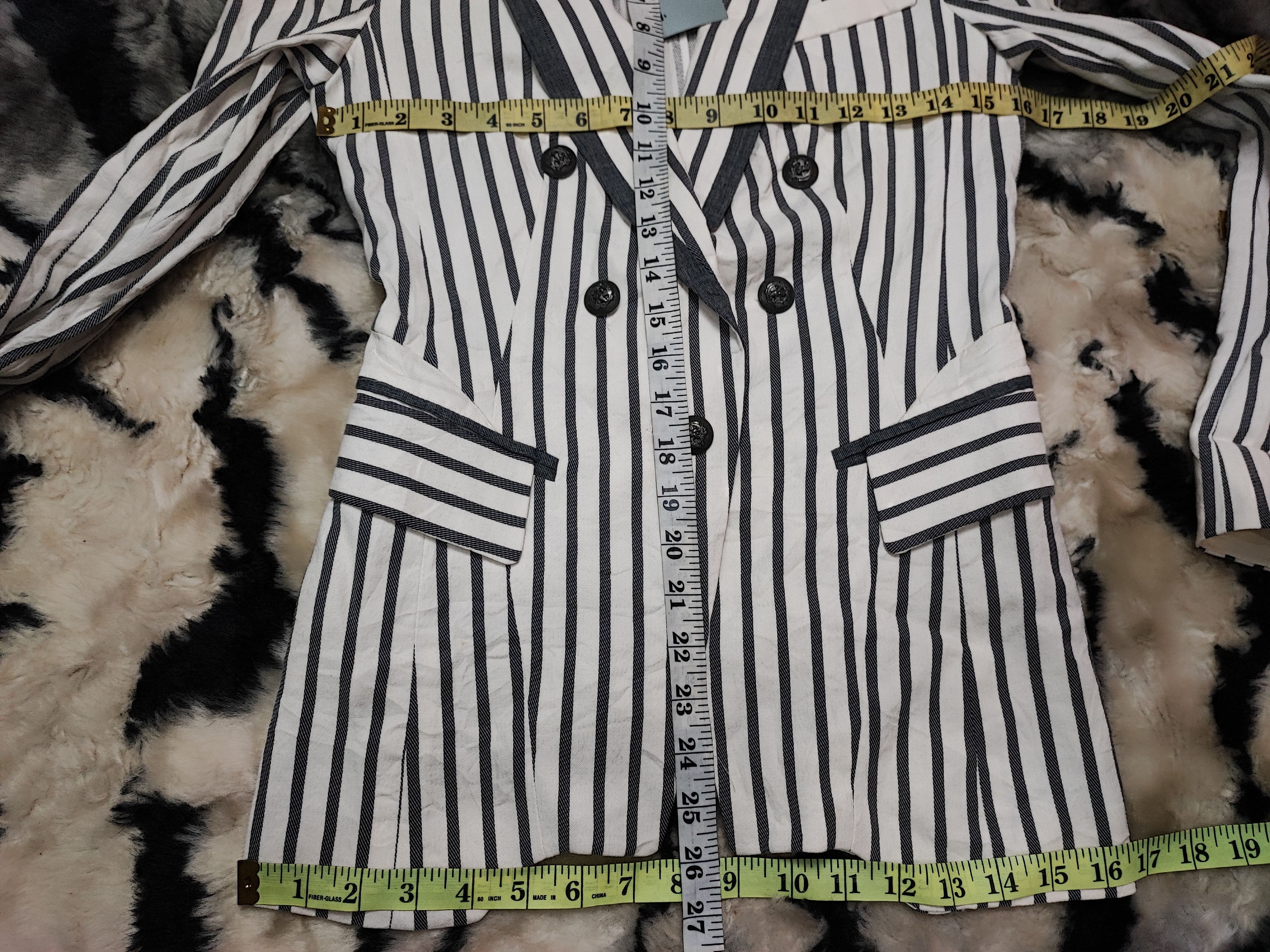 Hysteric Glamour BLU PÉPÉ Nautical Striped Double Breasted Blazer Jacket Size US L / EU 52-54 / 3 - 10 Thumbnail