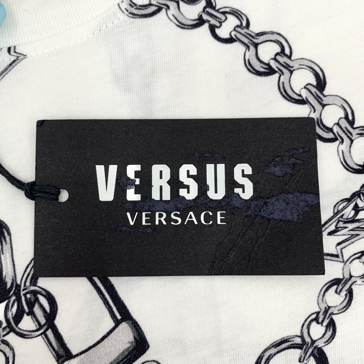 Versace Versace White Chain Print Cotton Crew Neck T-shirt K26WX Size US M / EU 48-50 / 2 - 7 Thumbnail
