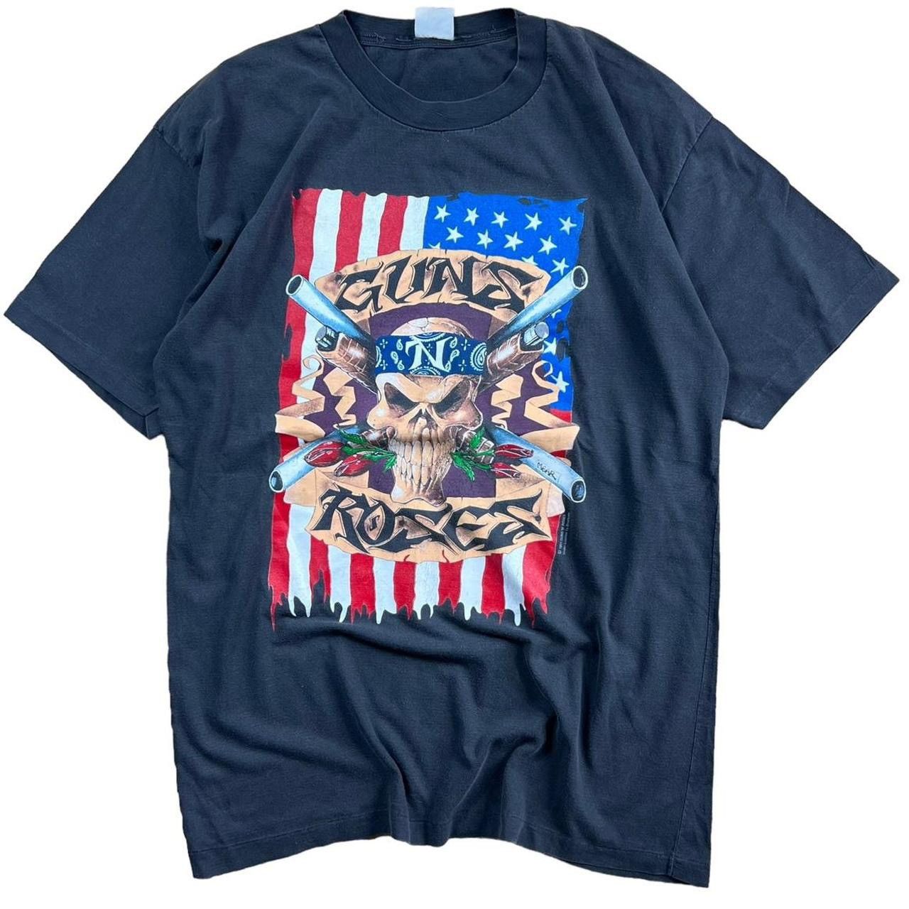 image of Band Tees x Guns N Roses 1991 Tour T-Shirt Usa Band Tee Rock Metal in Black, Men's (Size Large)