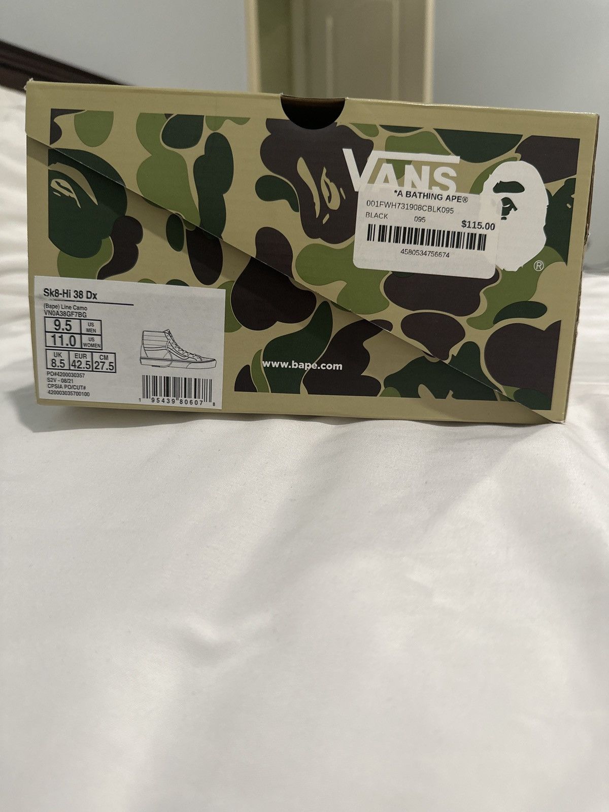 Bape × Vans BAPE VANS SK-8 HI BLACK SIZE 9.5 Size US 9.5 / EU 42-43 - 7 Thumbnail