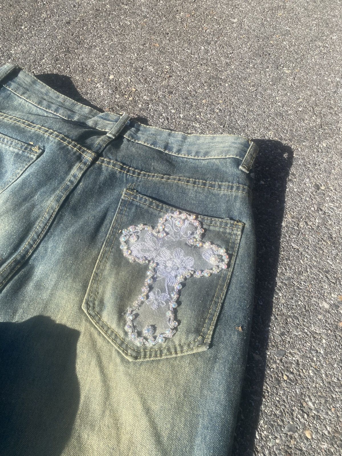 Japanese Brand Three Angel Message Jeweled Denim Sample Size US 30 / EU 46 - 5 Thumbnail
