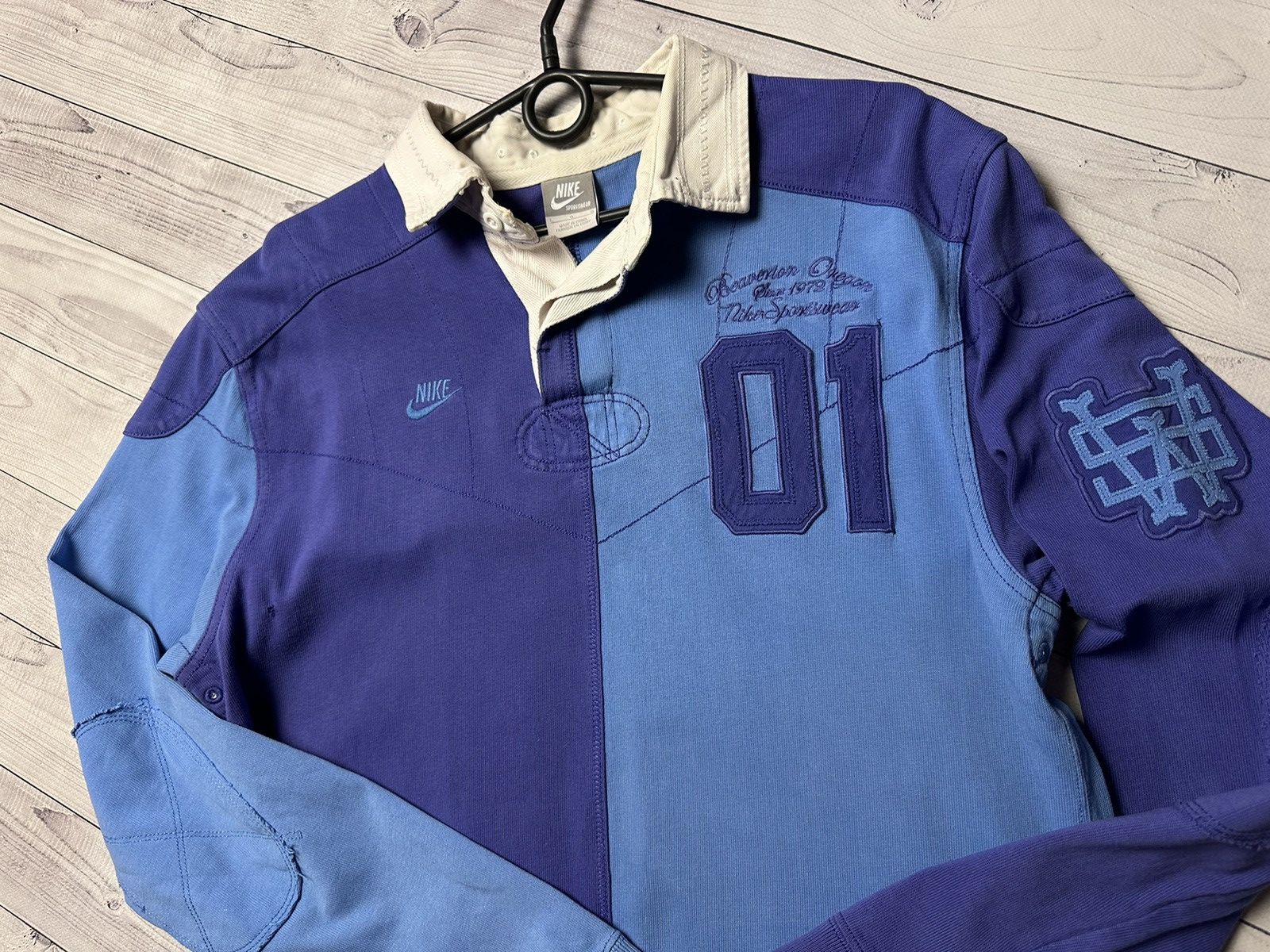 Nike × Vintage Vintage Nike Rugby jersey Sportswear size L blue big logo Size US L / EU 52-54 / 3 - 6 Thumbnail