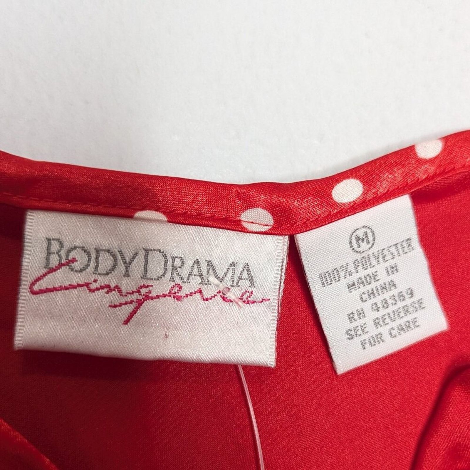 Vintage Body Drama Vintage 90s Red Satin Slip Dress Polka Dot Collar Size M / US 6-8 / IT 42-44 - 3 Thumbnail