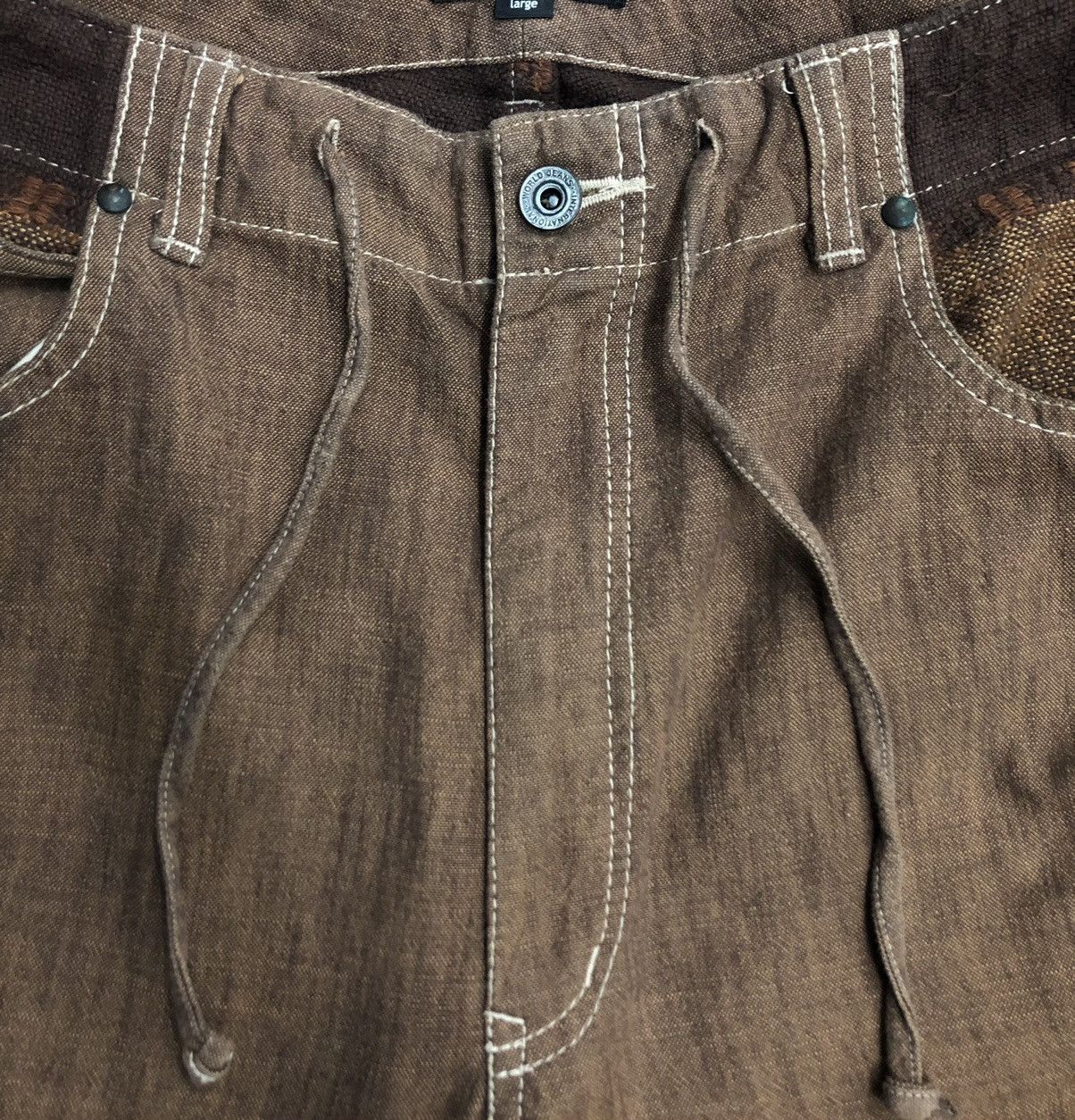 Japanese Brand CNCV concave attempt Brown Distressed Dye Cotton Pant SizeL Size US 35 - 13 Thumbnail