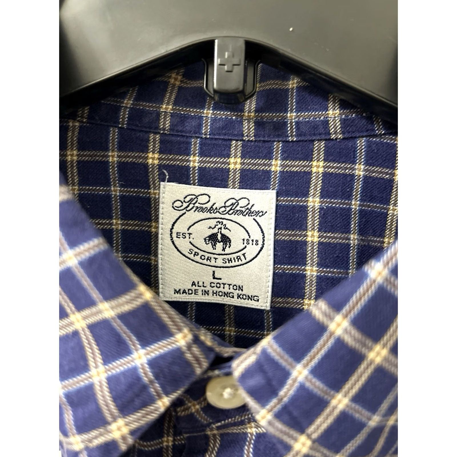 Brooks Brothers Brooks Brothers Sport Shirt Mens Large Blue Tan Plaid Button-Down Long Sleeve Shirt Size US L / EU 52-54 / 3 - 5 Thumbnail