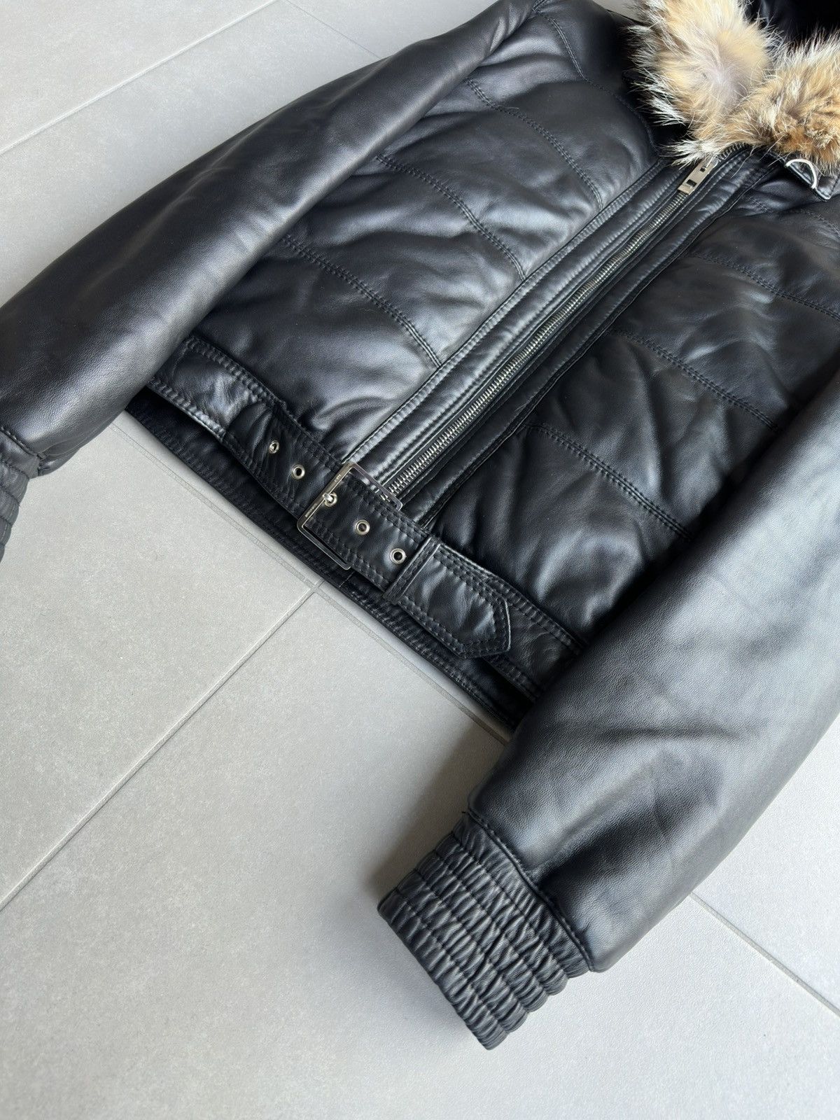 Dior × Hedi Slimane Dior Homme AW04 “VOTC” fur hooded leather jacket Size US M / EU 48-50 / 2 - 6 Thumbnail