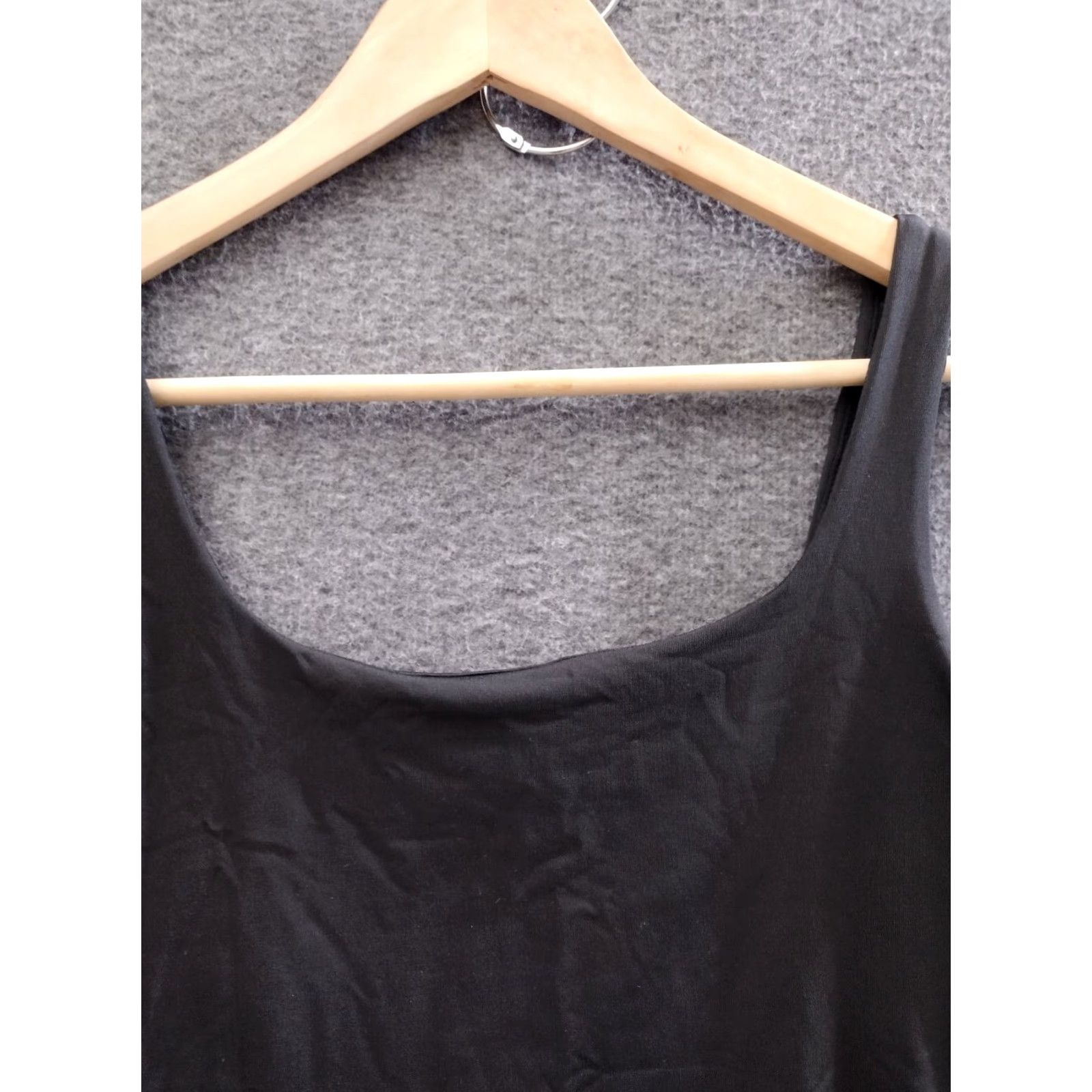 Vintage Cropped Tank Top Black Women's L Tank Cropped Sleeveless Strappy Strap Round Neck Casual All Seasons Breathable Stretch Polyester Spandex Size L / US 10 / IT 46 - 3 Thumbnail