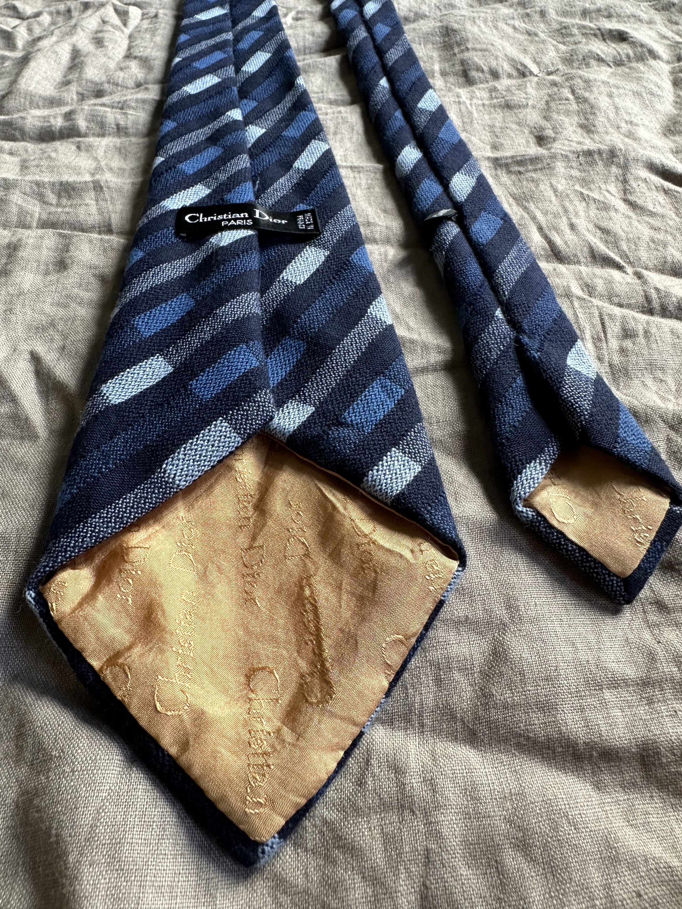 Christian Dior Monsieur Christian Dior Vintage Wool Stripped Tie 7653AC Size ONE SIZE - 3 Thumbnail