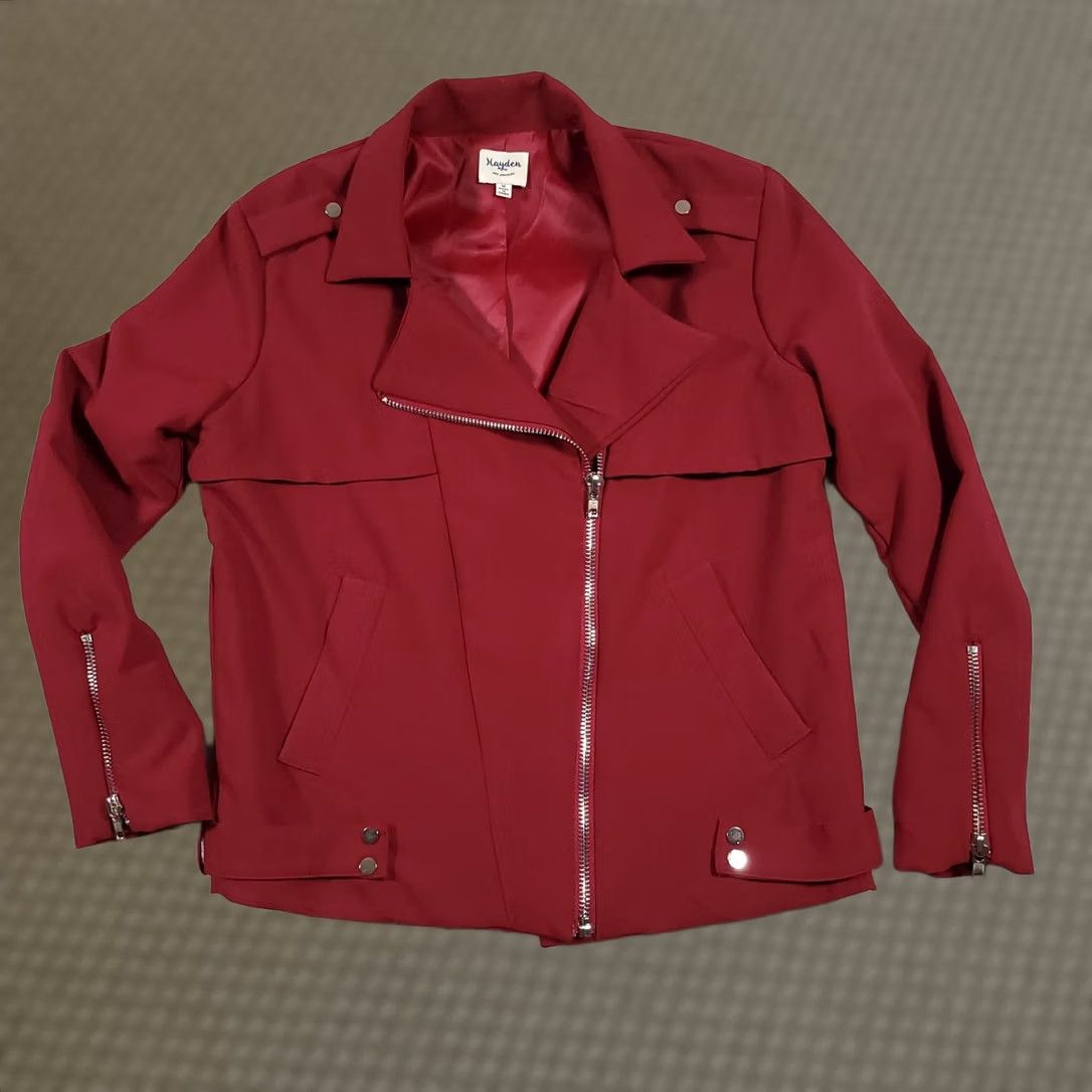 Vintage Hayden Los Angeles Coat Women's Medium Red Zip Collared Lined Outerwear Size M / US 6-8 / IT 42-44 - 1 Thumbnail