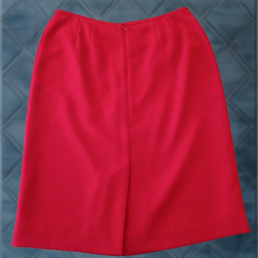 Vintage Le Suit Skirt Midi Pencil Red 12 Women Lined Slit Vintage No Size 34" / US 12 / IT 48 - 1 Thumbnail