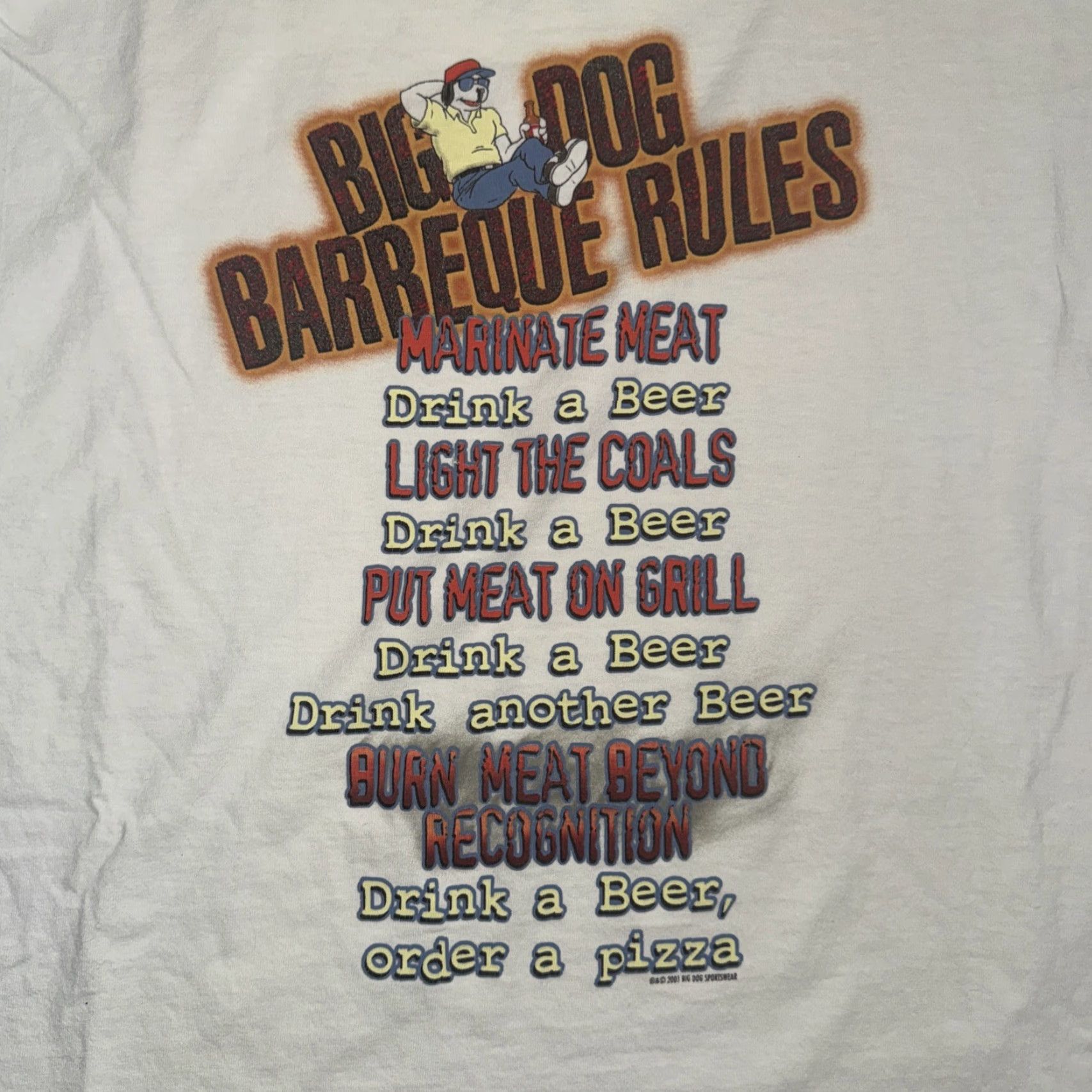 Big Dogs VINTAGE Big Dog Barbecue Rules T-Shirt 2XL White Mens Graphic Print BBQ 90s USA Funny Animals Beer Short Sleeve Size US XXL / EU 58 / 5 - 2 Thumbnail