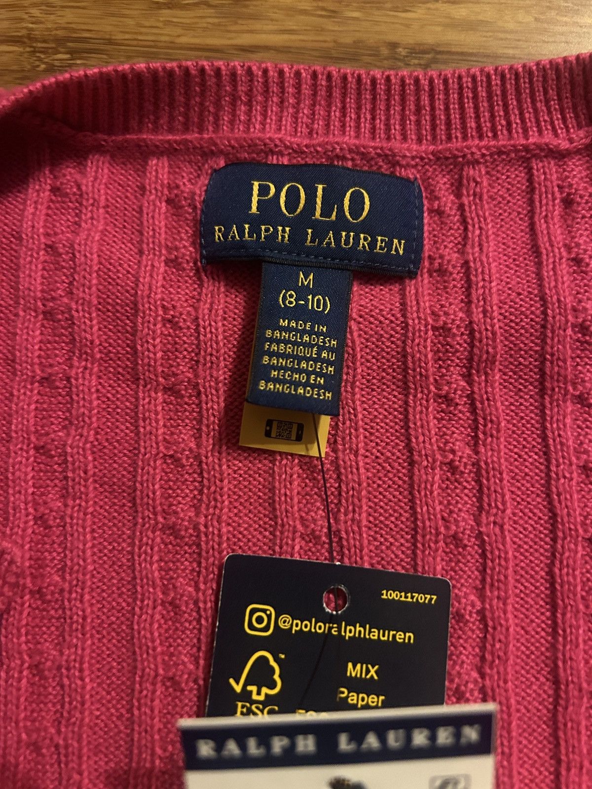 Polo Ralph Lauren Polo Ralph Lauren Big Girls Mini-Cable Cardigan Sweater Pink Size ONE SIZE - 6 Thumbnail