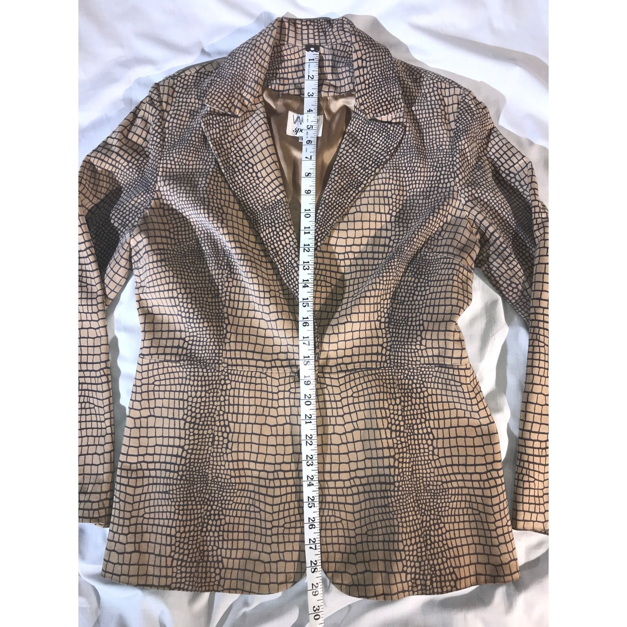 Vintage Vakko Sport Women's Reptile Print Chic Suede Blazer Size XL / US 12-14 / IT 48-50 - 5 Thumbnail