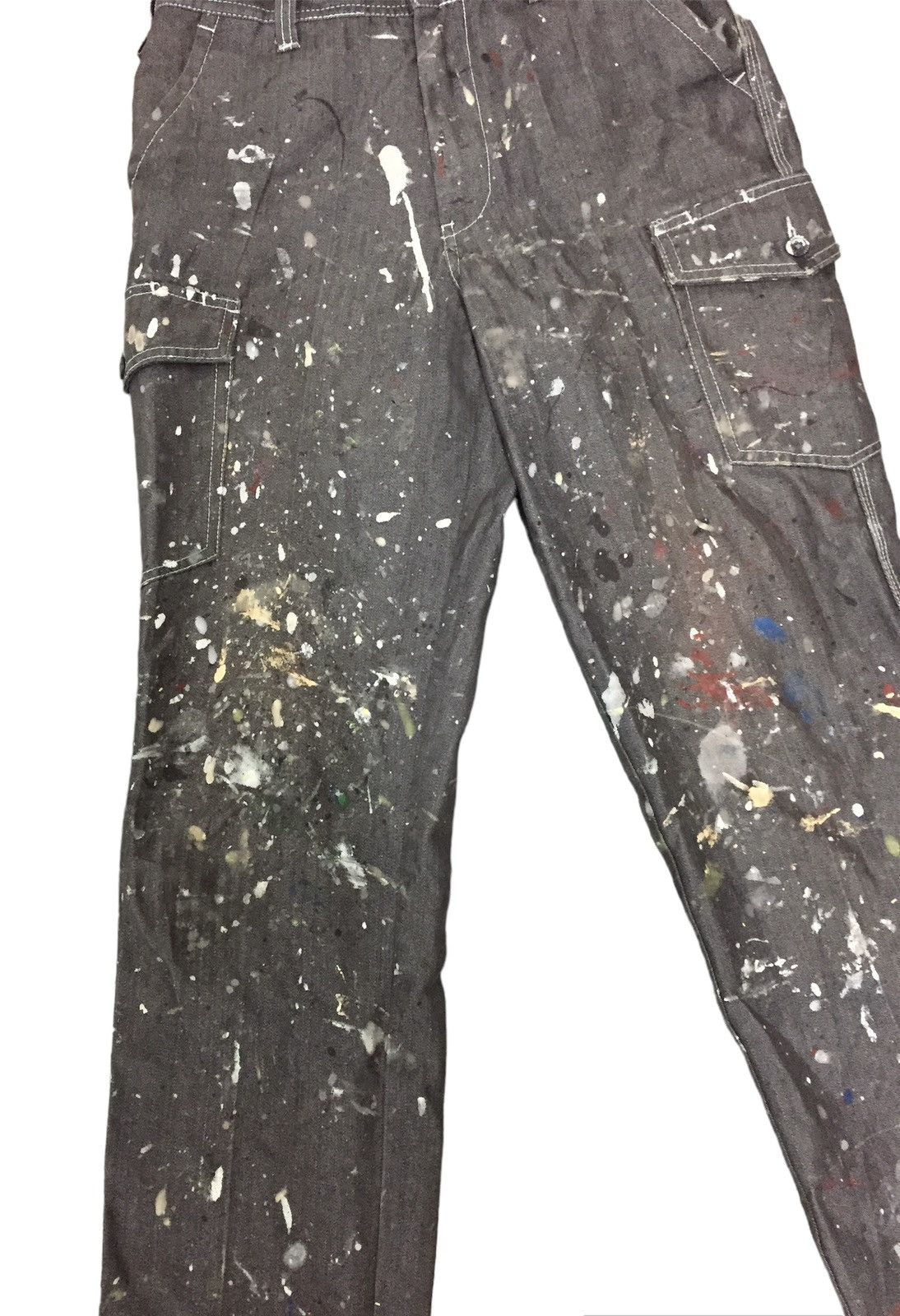 Hysteric Glamour 🔥Rare🔥Herringbone multipocket painted art cargo pant Size US 29 - 3 Thumbnail