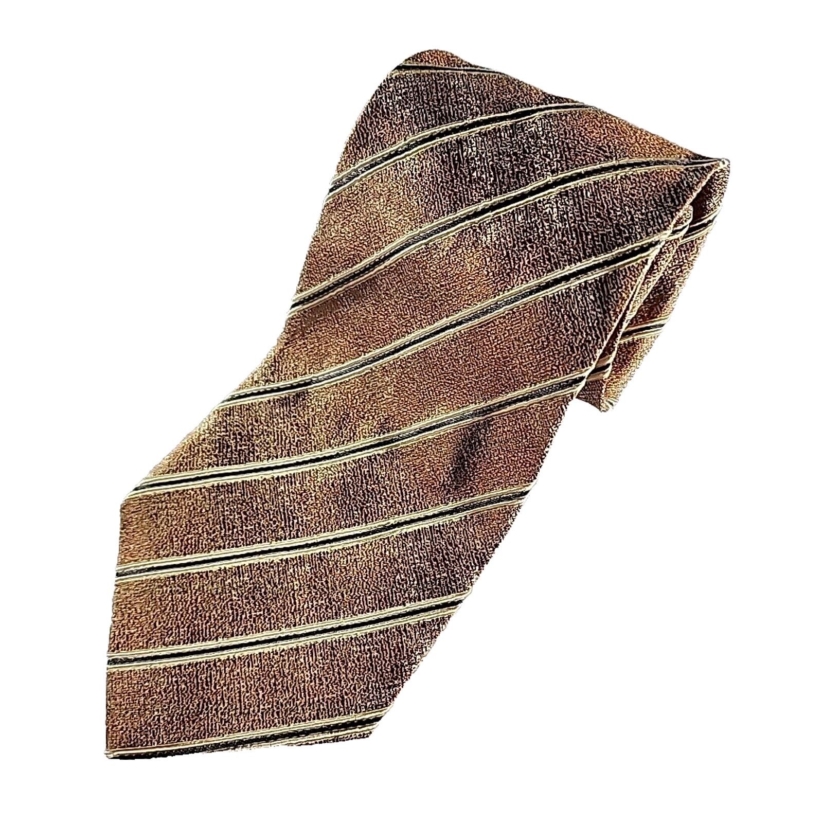Joseph Abboud Joseph Abboud Gold Striped Silk Necktie - Made in Italy Size ONE SIZE - 1 Thumbnail