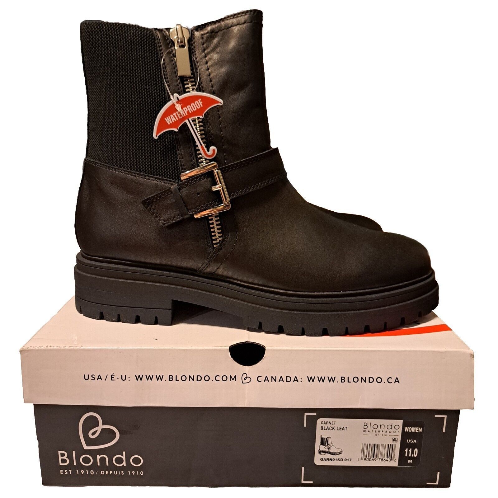 Nordstrom Blondo Garnet Lug Waterproof Black Leather Boot Women's 11 Size US 11 / IT 41 - 9 Thumbnail