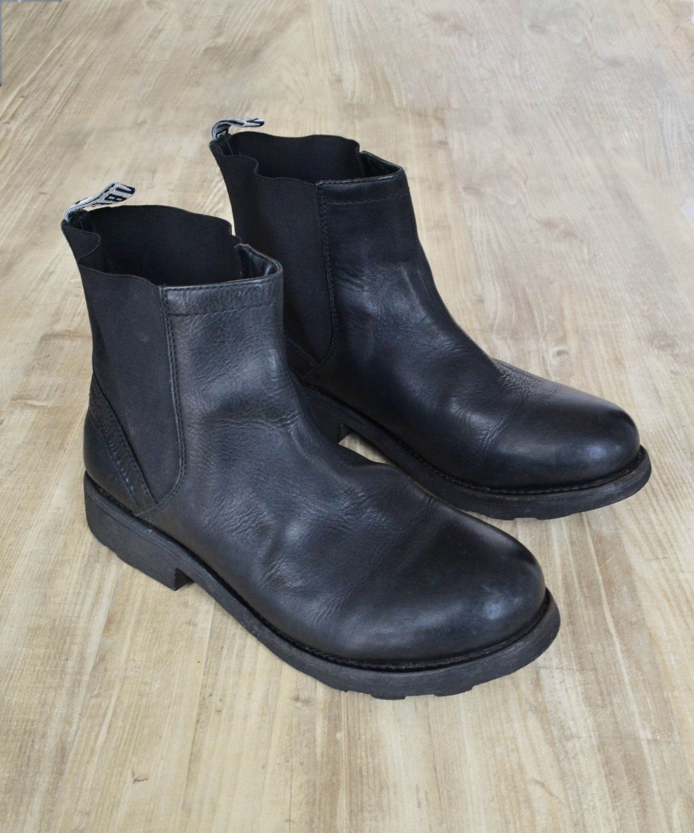 Dirk Bikkembergs Boots Chelsea Black Shoes Logo Vintage, Men's (Size 12)