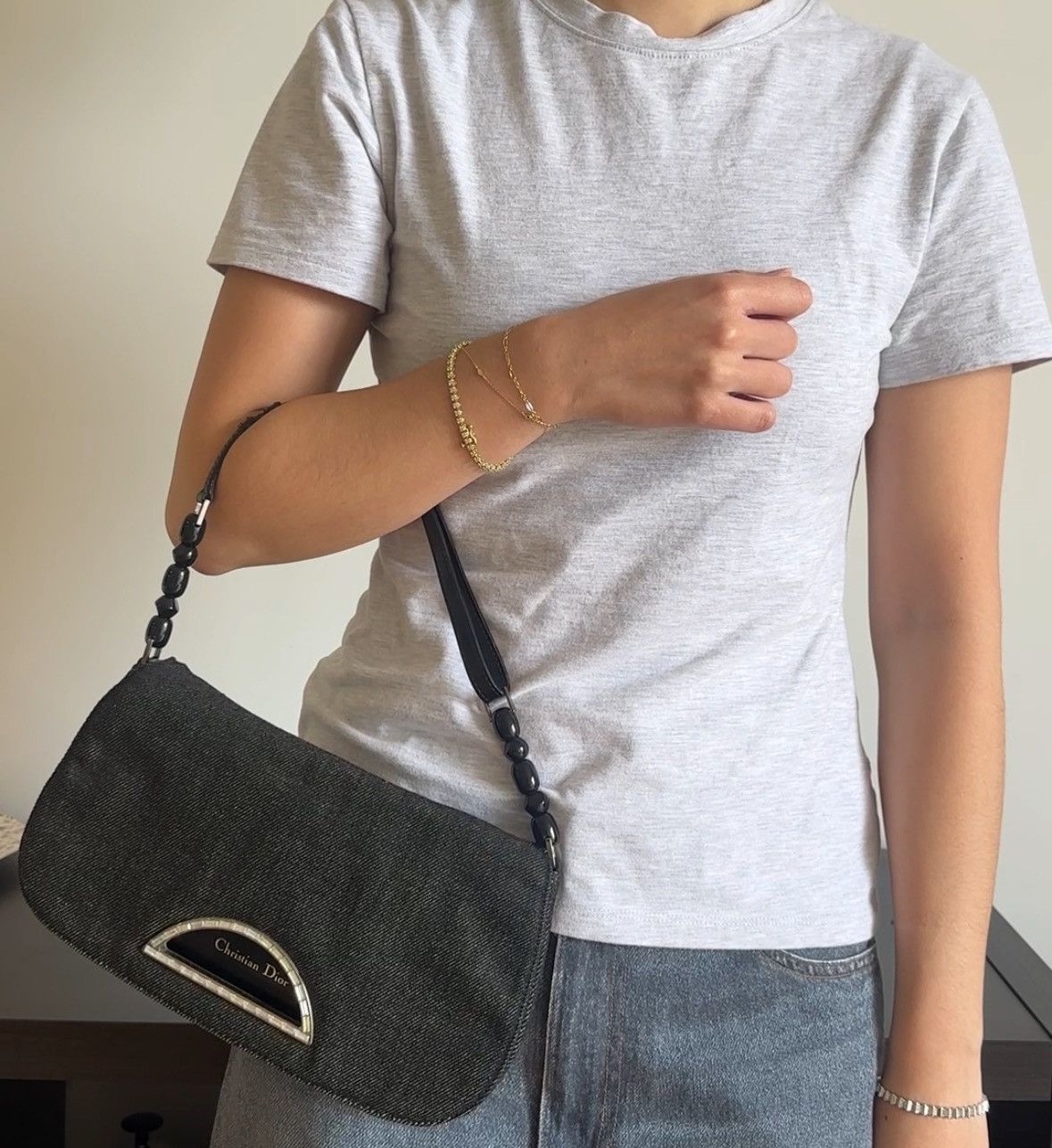 Dior Vintage Dior Malice Pearl Denim Bag Size ONE SIZE - 3 Thumbnail