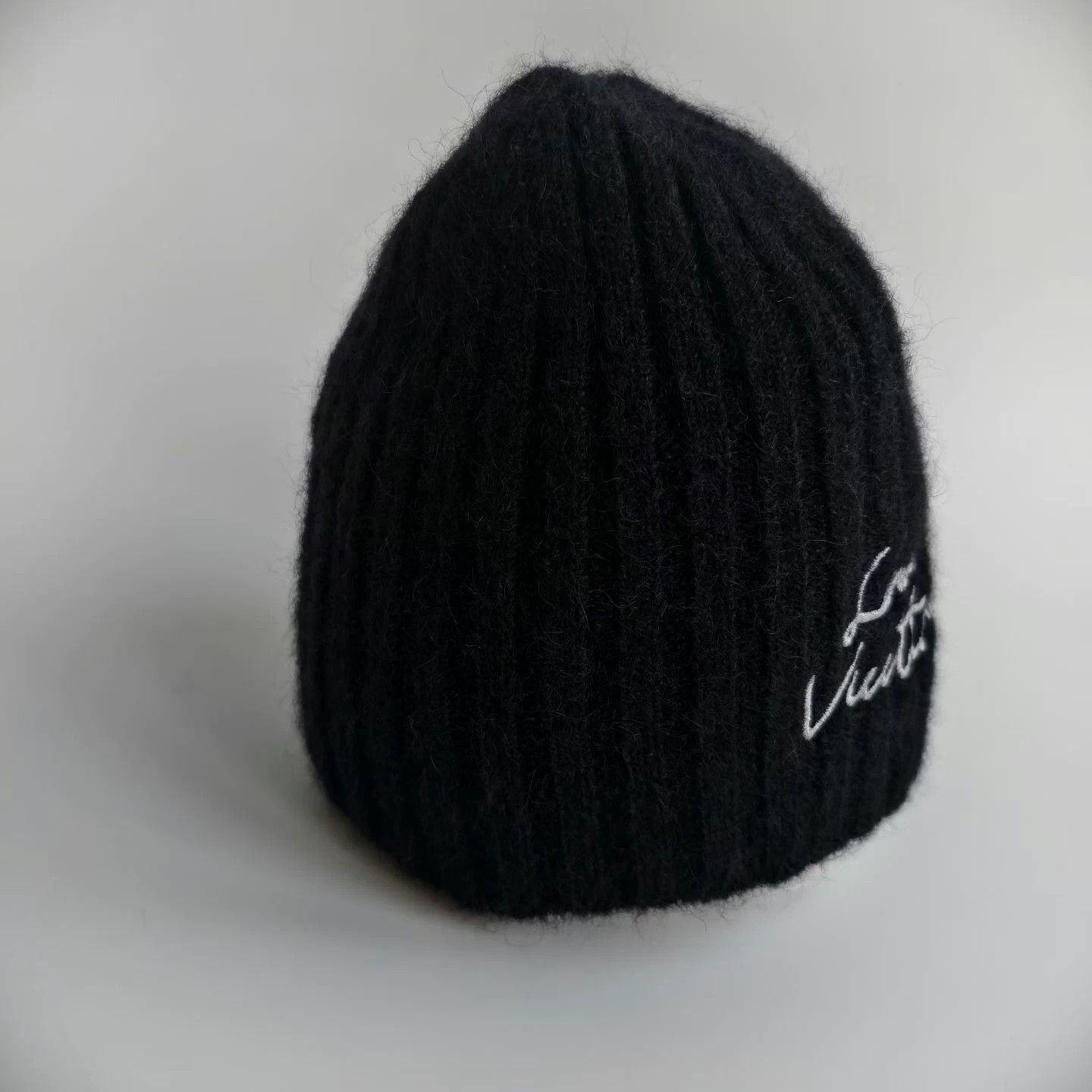 Louis Vuitton LOUIS VUITTON Monogram Mohair Beanie Hat Women's Black NEW Size ONE SIZE - 4 Thumbnail