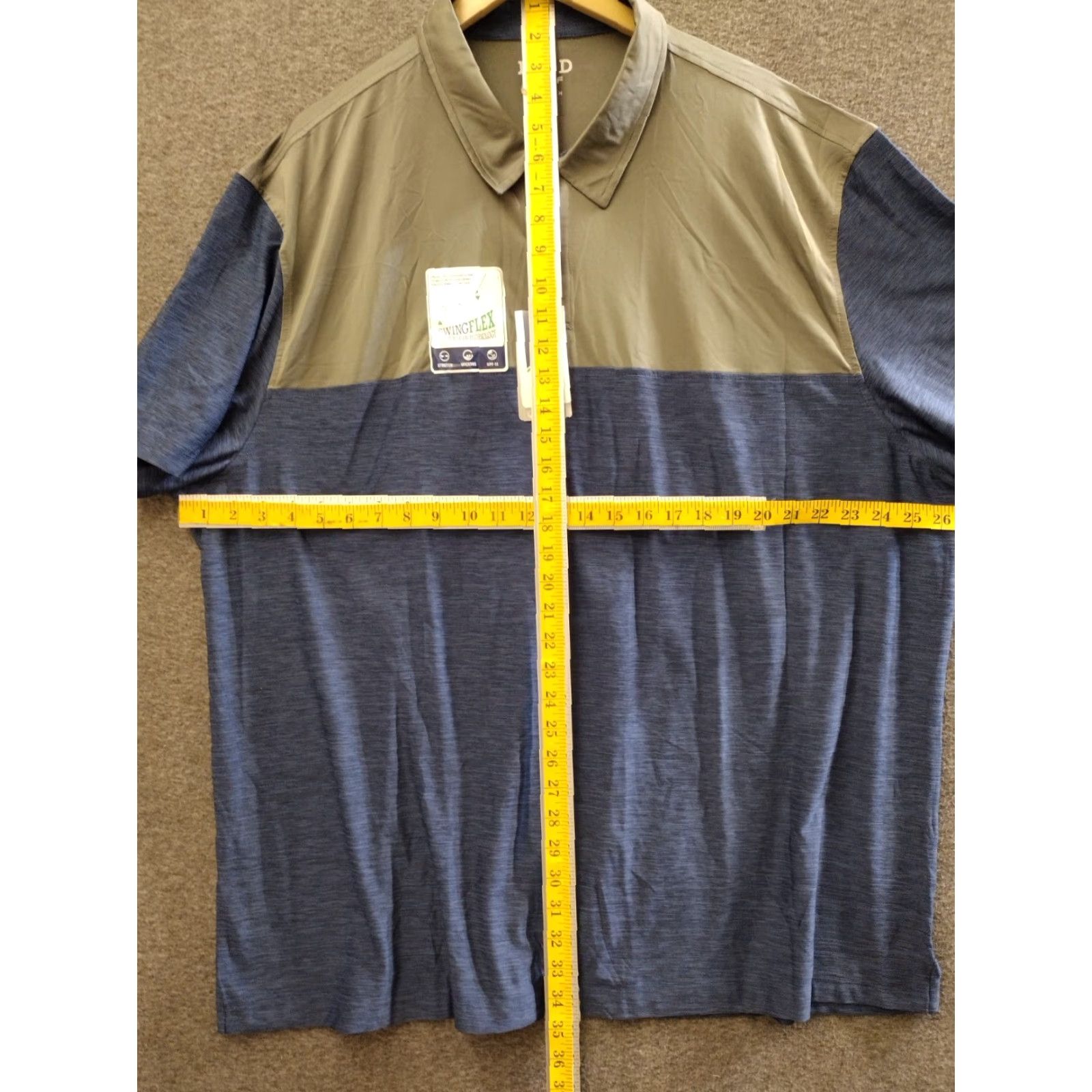Izod IZOD GOLF Polo Shirt SwingFlex Short Sleeve Stretch Tech Cool FX UPF-15 Blue/Beige XXXL Men Size US XXL / EU 58 / 5 - 4 Thumbnail