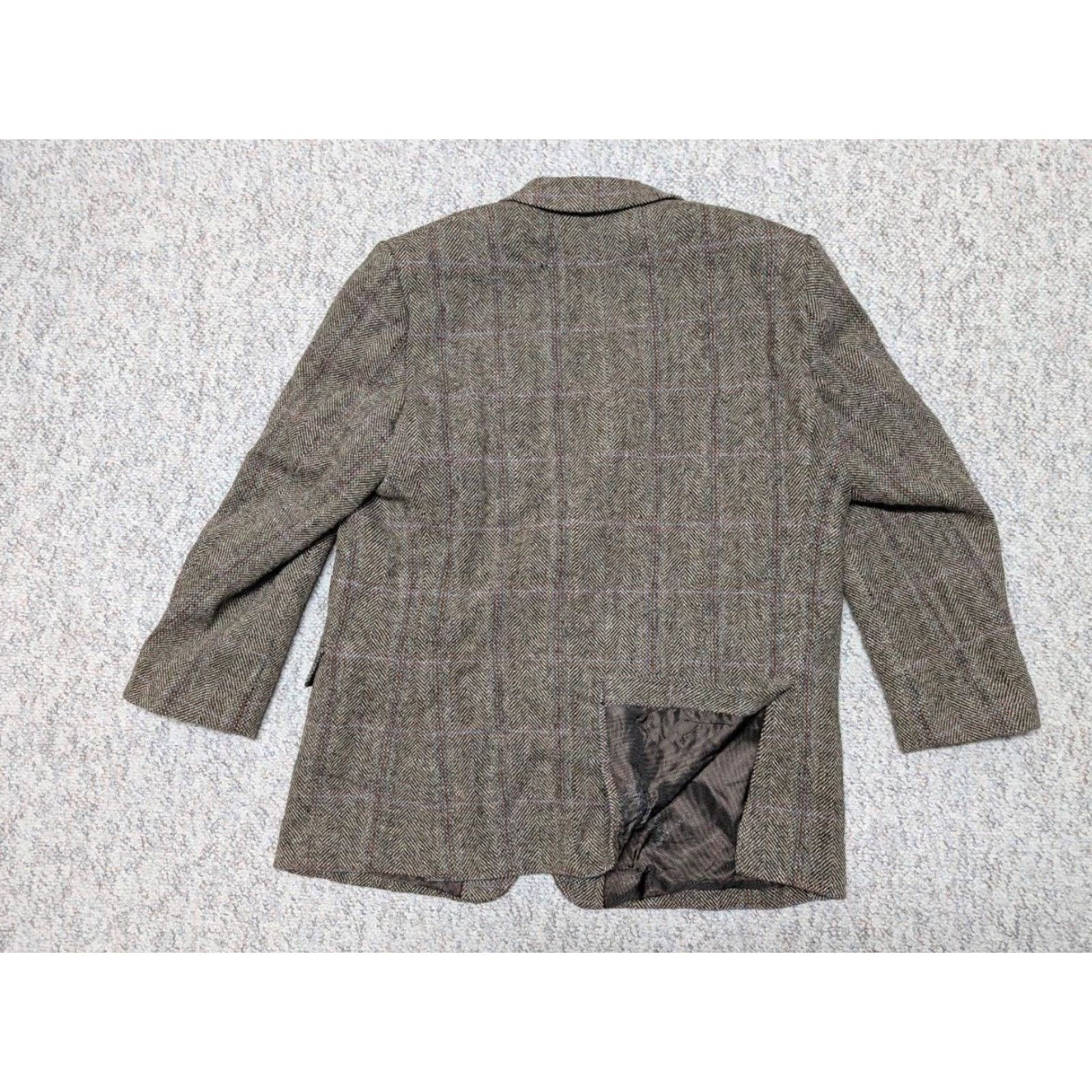 Vintage VINTAGE Harris Tweed brown 46R herringbone wool blazer Barutti Size 46R - 2 Thumbnail