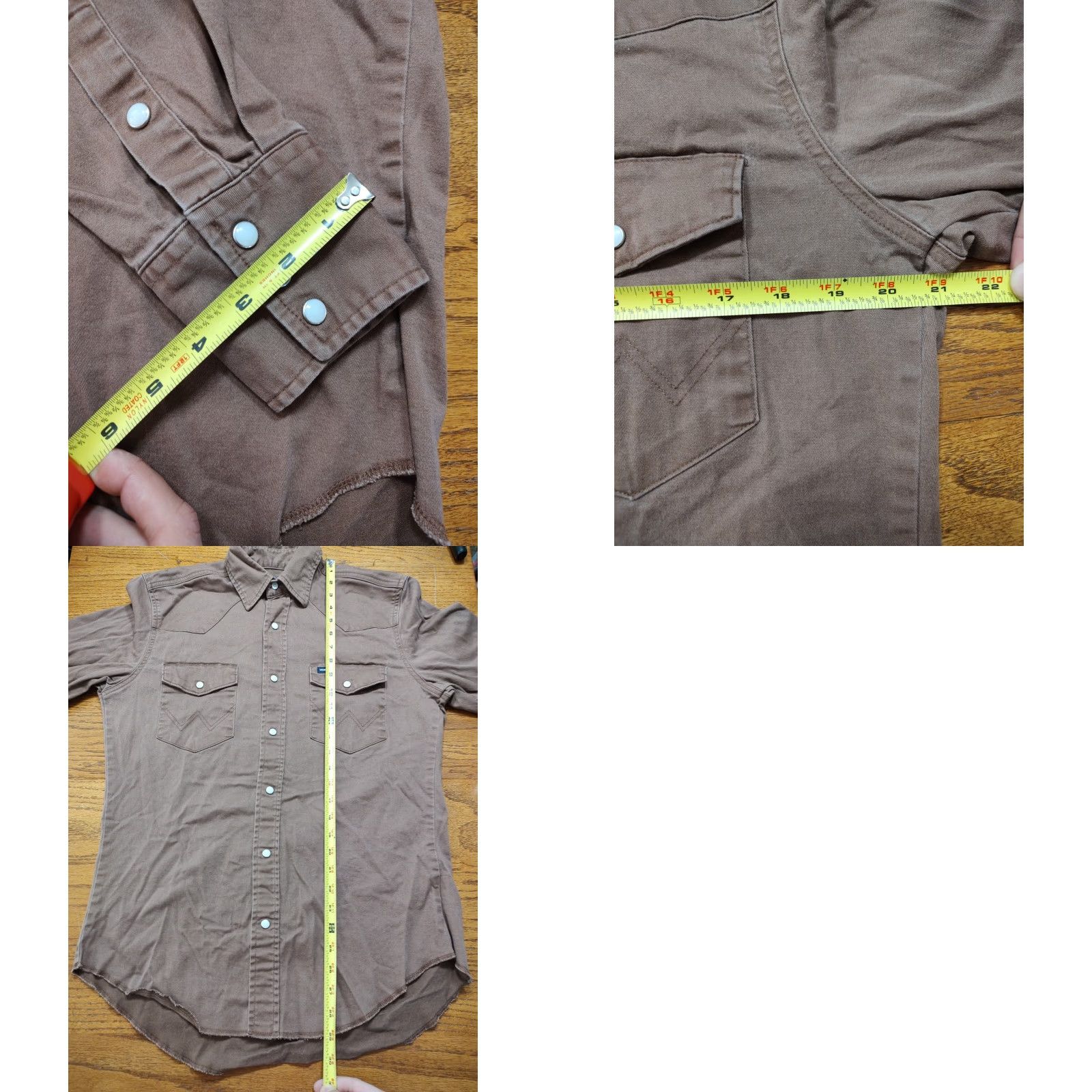 Wrangler Wrangler Shirt Mens M Brown Long Sleeve Western Pearl Snap Advanced Comfort Size US M / EU 48-50 / 2 - 8 Thumbnail