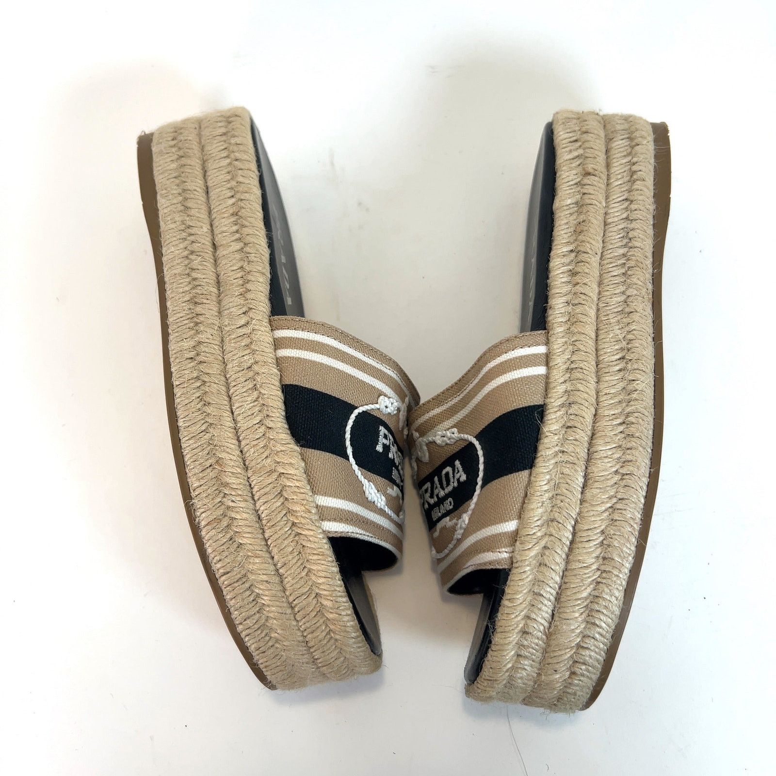 Prada Prada Logo Logo Espardille Platform Sandals Size US 4 / IT 34 - 3 Thumbnail