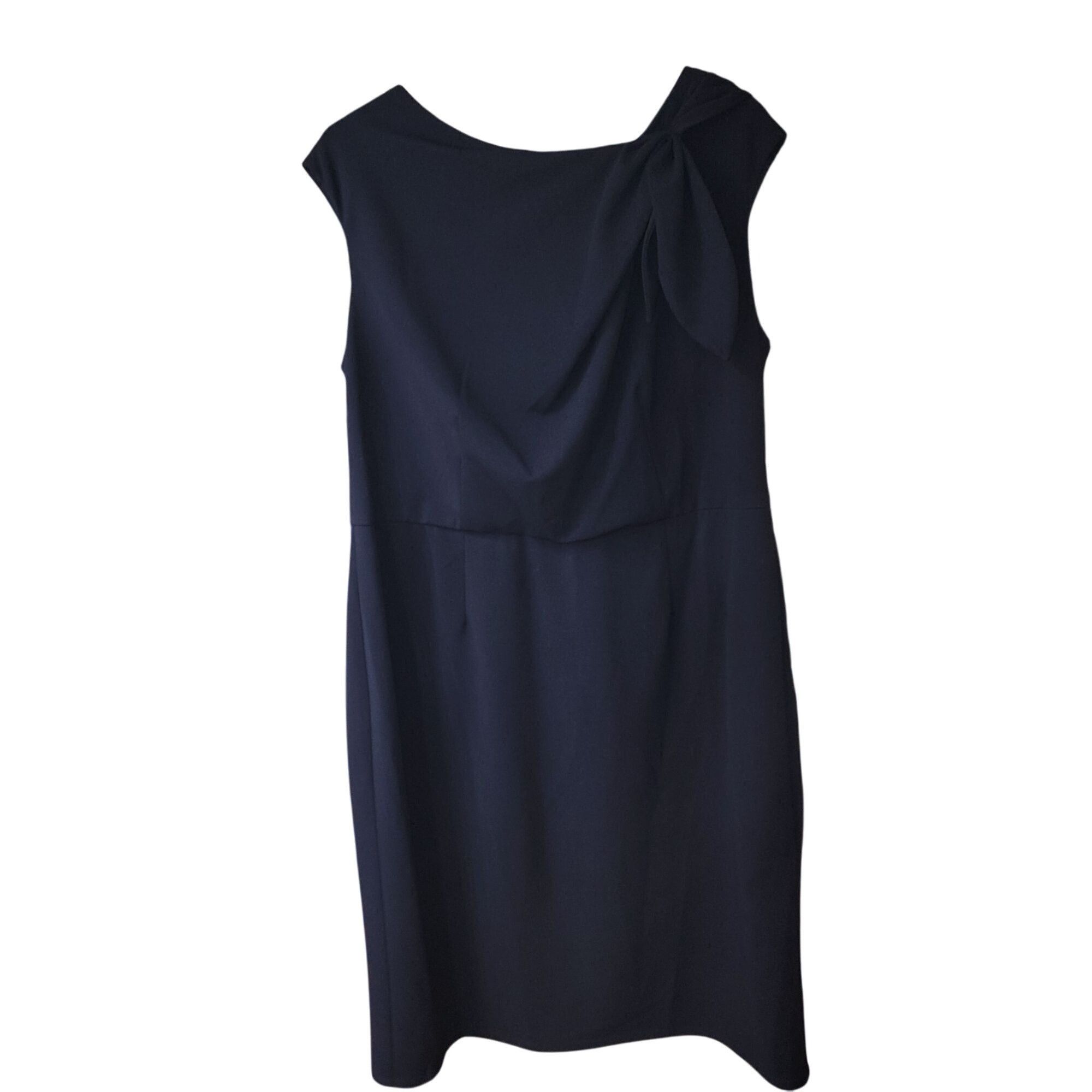 Other Elegant Navy Sleeveless Dress With Bow Accent By London Time Size XL / US 12-14 / IT 48-50 - 1 Thumbnail