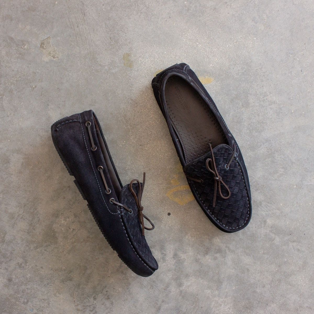 Bottega Veneta 980$ Bottega Venetta Woven Suede Driver Mocassin Loafers ...