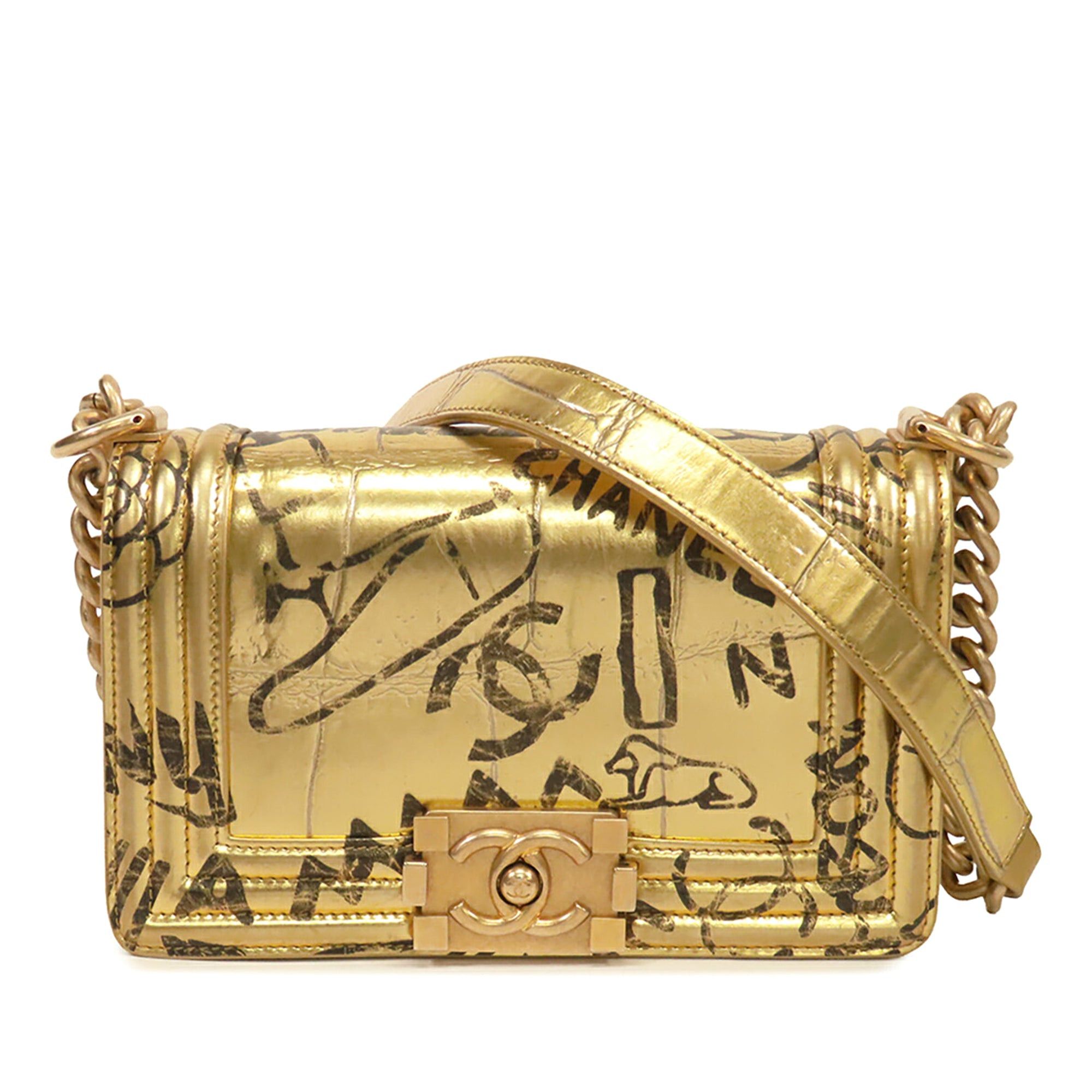 Chanel Small Croc Embossed Leather Graffiti Cocodile Boy Flap Size ONE SIZE - 1 Thumbnail