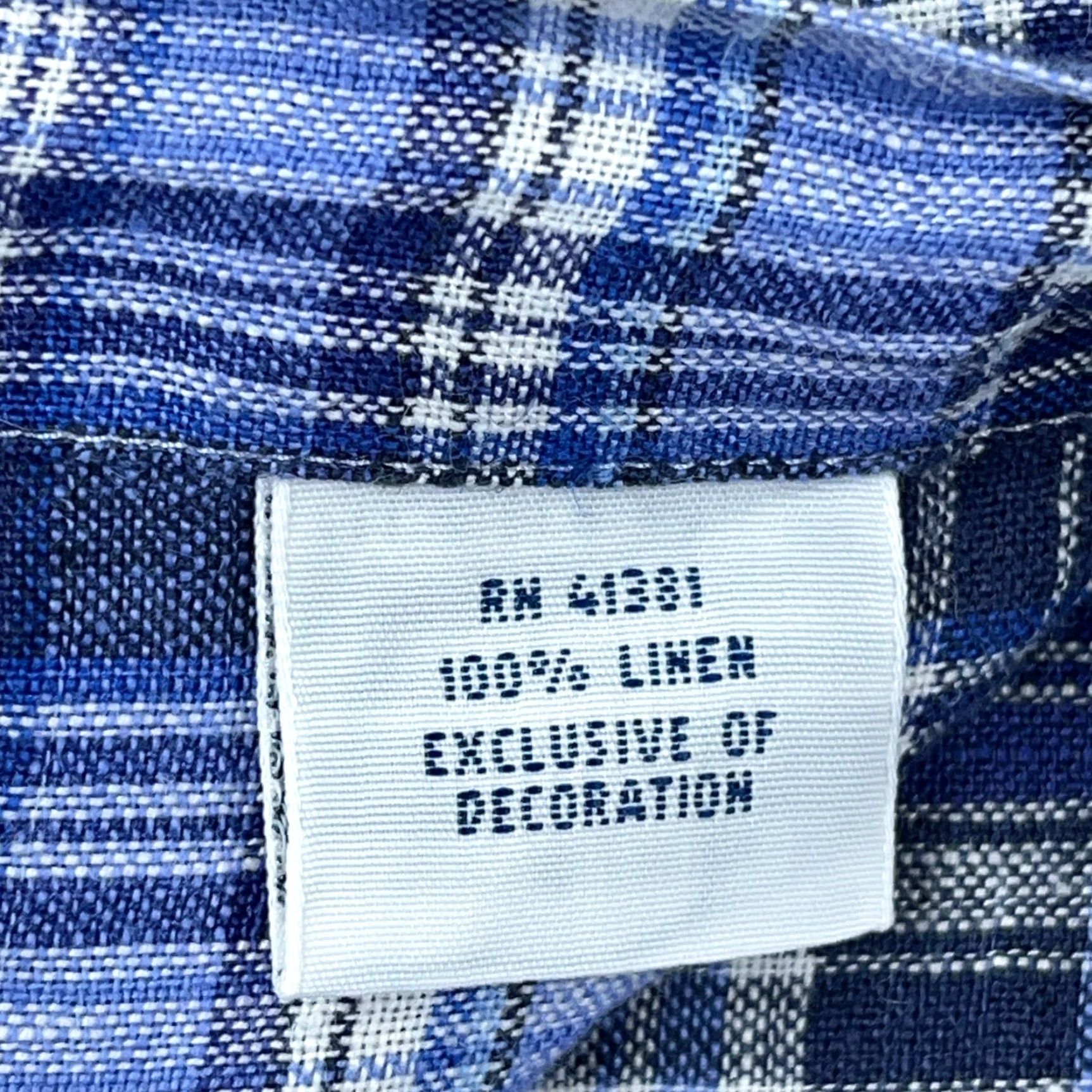Ralph Lauren Ralph Lauren Linen Shirt Men Large Blue Plaid Button-Up Casual Adult Shirt Size US L / EU 52-54 / 3 - 6 Thumbnail