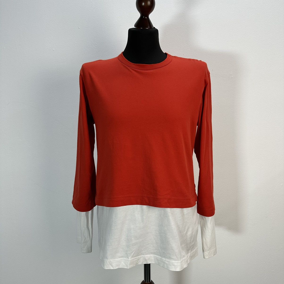 image of Comme Des Garcons Shirt Longsleeve in Red/White, Men's (Size Medium)