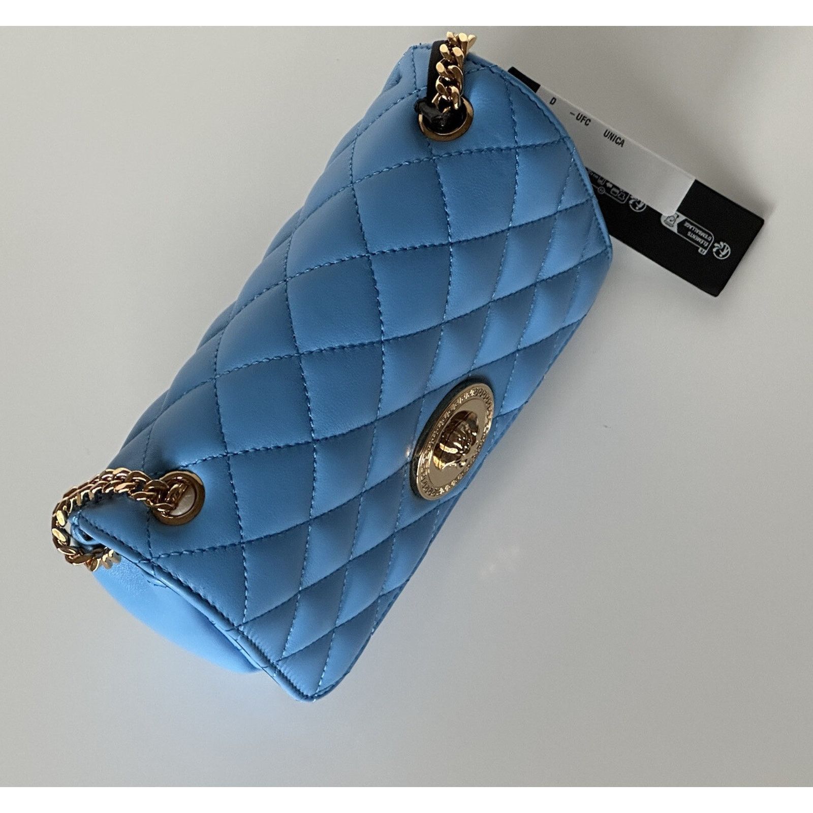 Versace Versace Quilted Leather Blue Small Shoulder Bag DBFI163S Size ONE SIZE - 7 Thumbnail