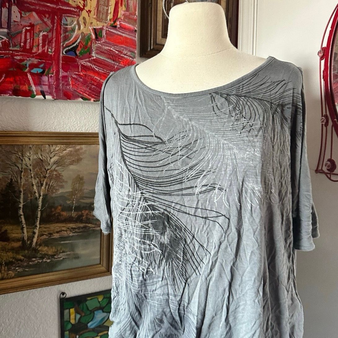 Other lascana venus gray black white leaf graphic shirt Size L / US 10 / IT 46 - 2 Thumbnail