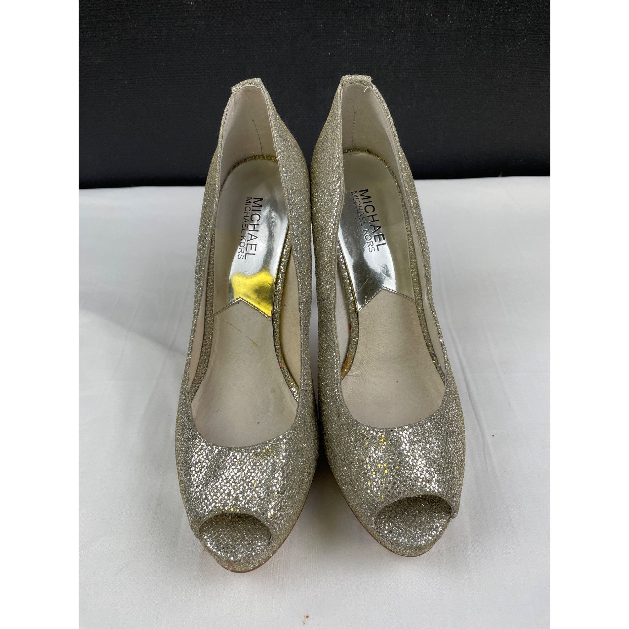 Michael Kors Michael Kors Women's Silver Shoes/ Heels 4.75" Peep toe Size Size US 9 / IT 39 - 1 Thumbnail