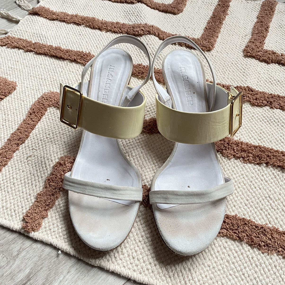 Jil Sander JIL SANDER LEATHER CREAM/WHITE HEELS Size US 11 / IT 41 - 2 Thumbnail