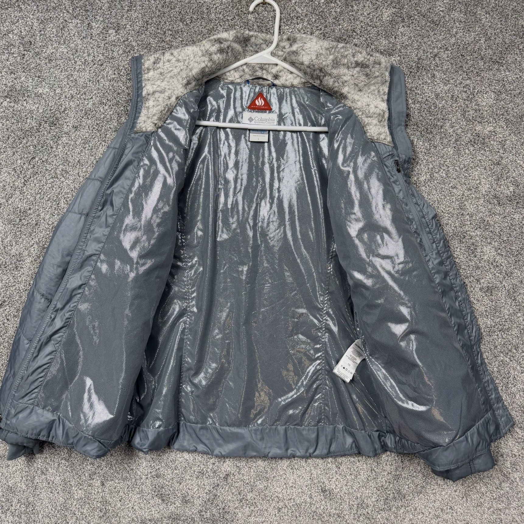Columbia Jacket Womens Large Gray Omni-Heat Interchange Puffer Full Zip