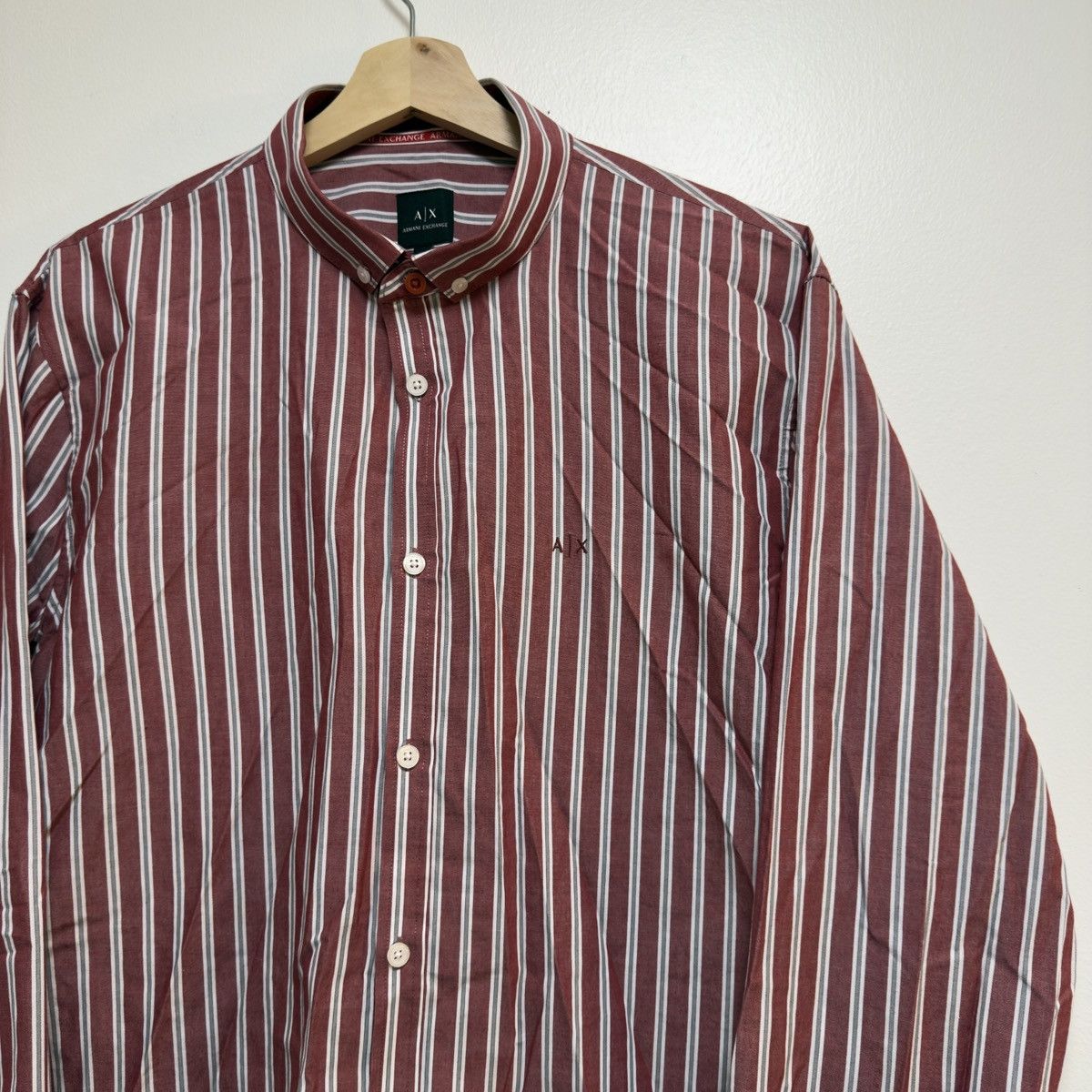 Armani × Vintage Vintage 90s Armani Striped Button Up Shirt XL Size US XL / EU 56 / 4 - 1 Thumbnail