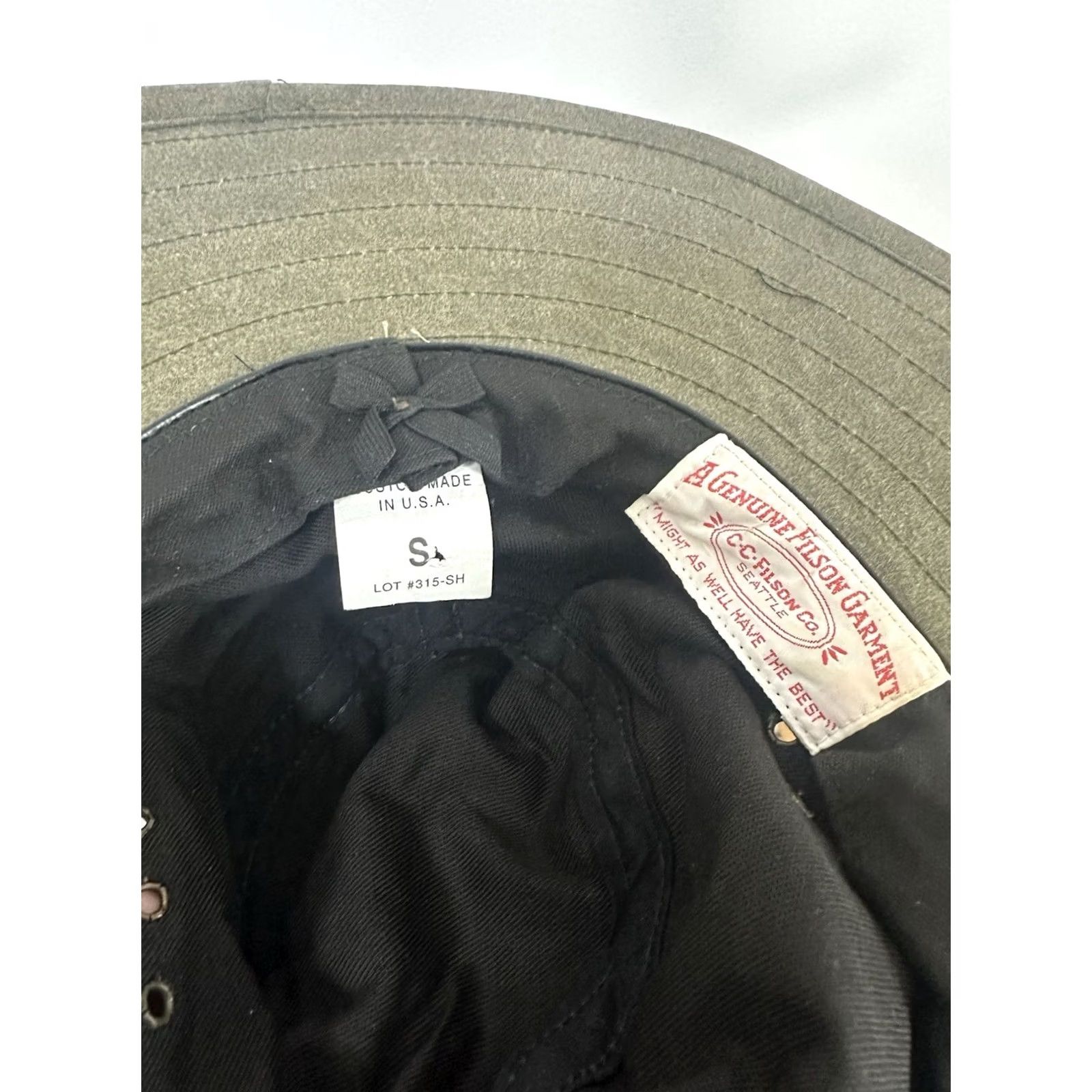 Filson VINTAGE Filson Bush Hat Panama Hat Men Size M/S Waxed Canvas Water Resistant Wide Brim Leather Canvas Brown/Green Hunting Outdoor USA Mens Size ONE SIZE - 5 Thumbnail