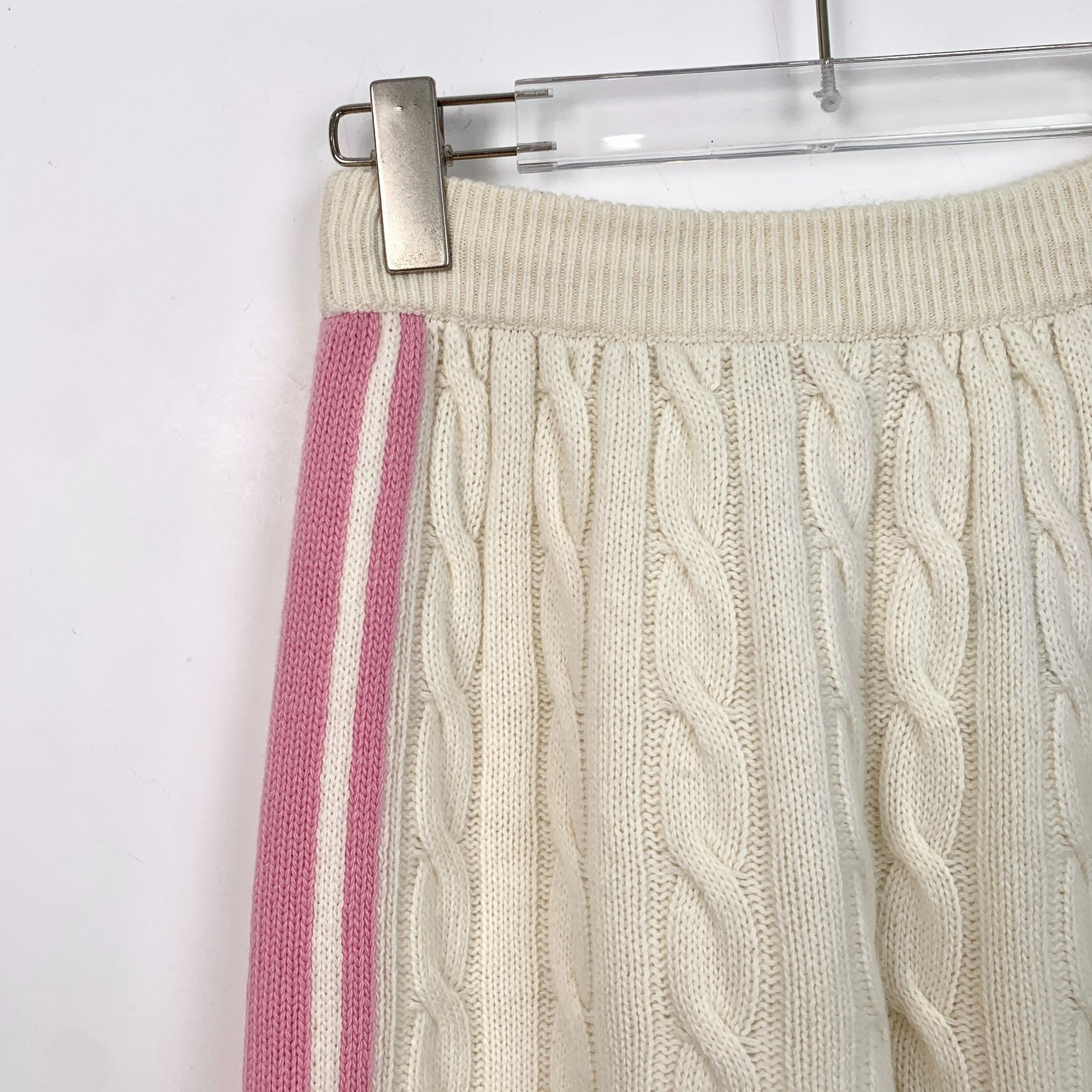 Miu Miu Miu Miu Off-White Cable Knit Track Pants With Pink Stripes S Size 25" / US 0 / IT 36 - 7 Thumbnail