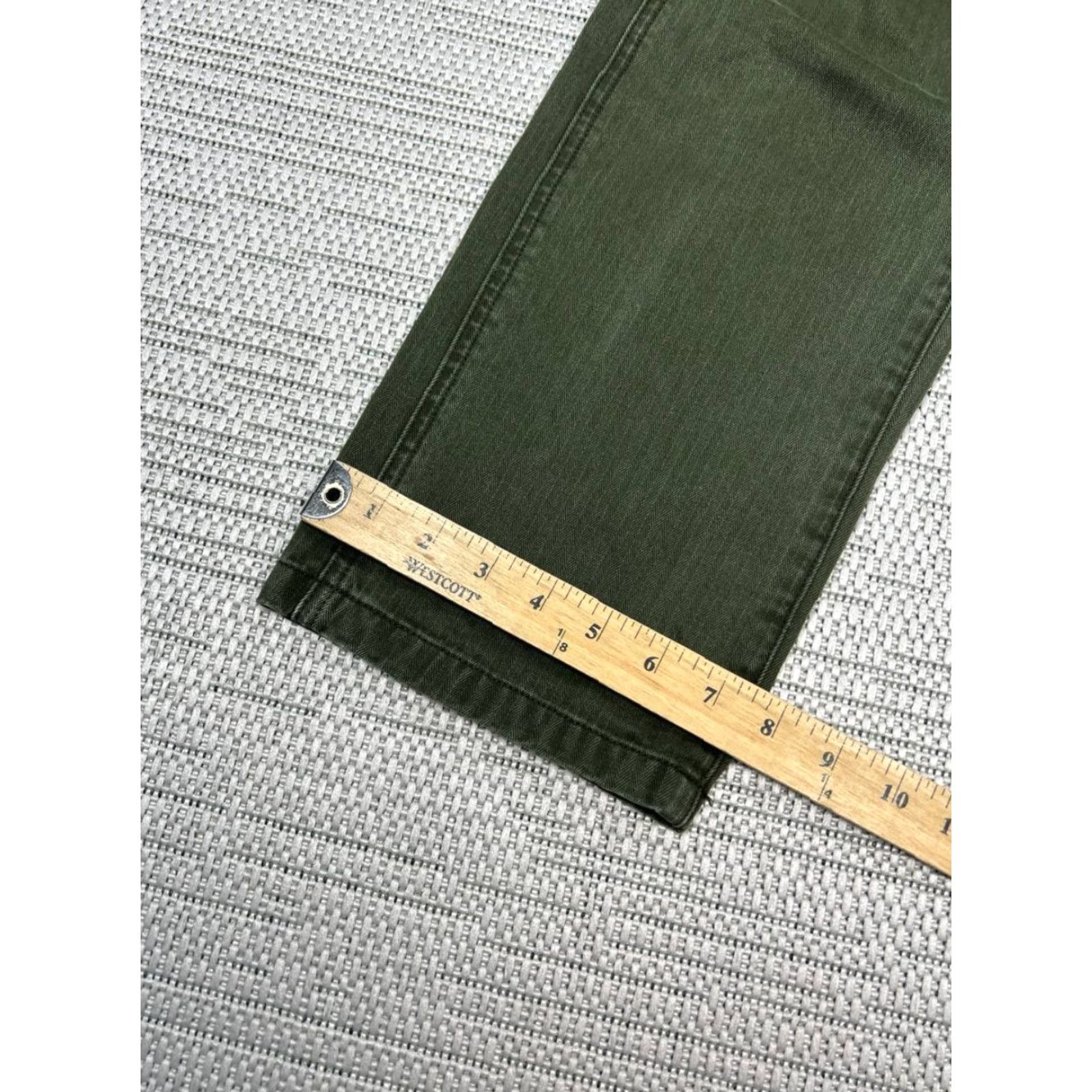 Alex Mill Alex Mill Field Pants Womens 0 Green Herringbone Cotton Mid Rise Straight Leg Size 25" / US 0 / IT 36 - 4 Thumbnail
