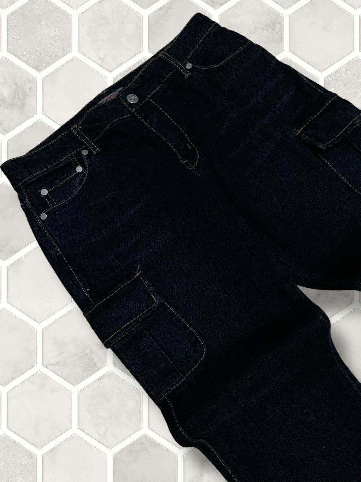 Tornado Mart Vintage 90s Japan Designer Olala Sassion Flared Cargo Denim Size US 29 - 7 Thumbnail