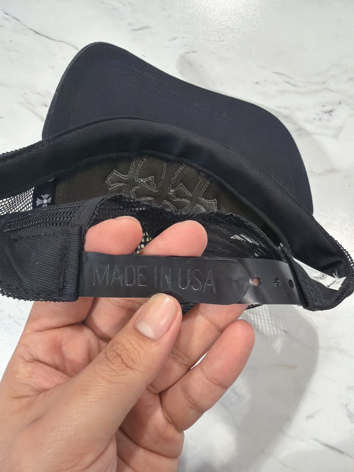 Chrome Hearts Chrome Hearts Cemetery White Leather Black Trucker Size ONE SIZE - 5 Thumbnail