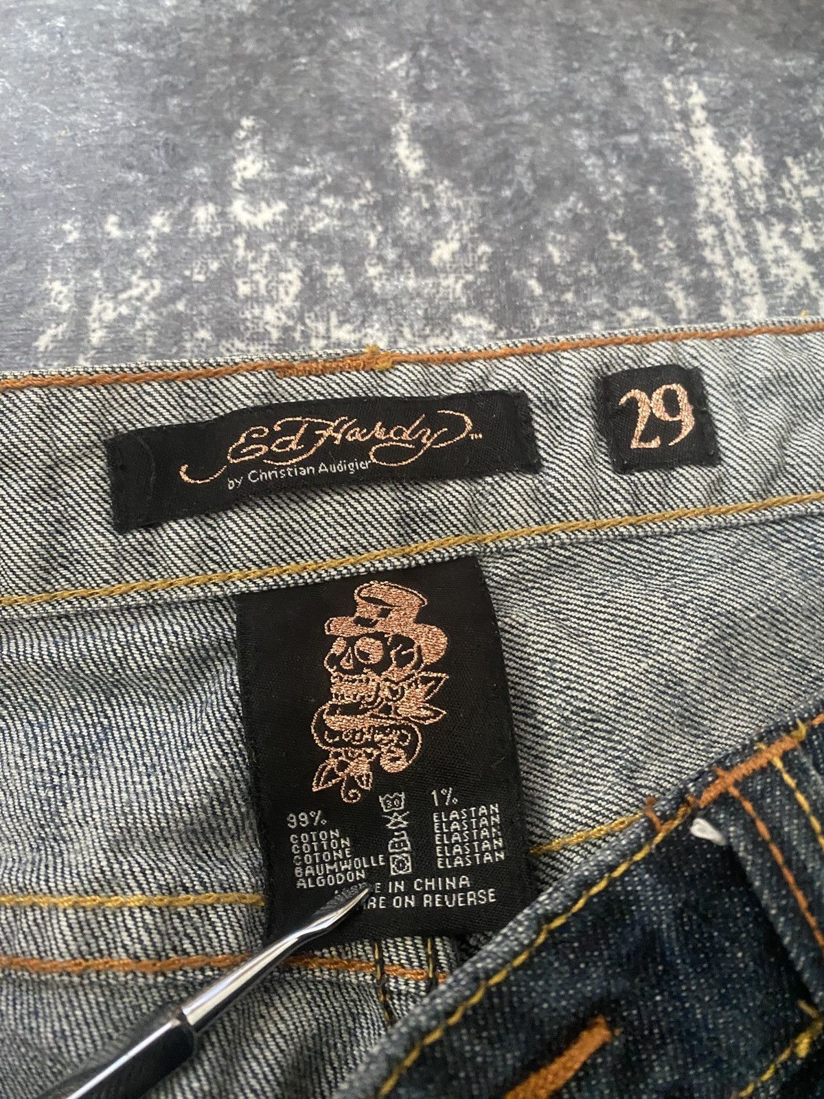 Ed Hardy Vintage ed hardy drip women denim tiger on pockets Size 29" - 2 Thumbnail