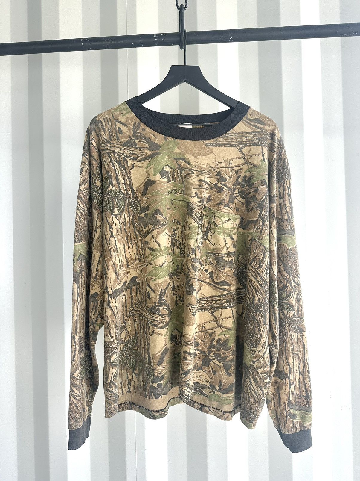 image of Vintage Camo Long Sleeve Shirt Sun Faded, Men's (Size XL)