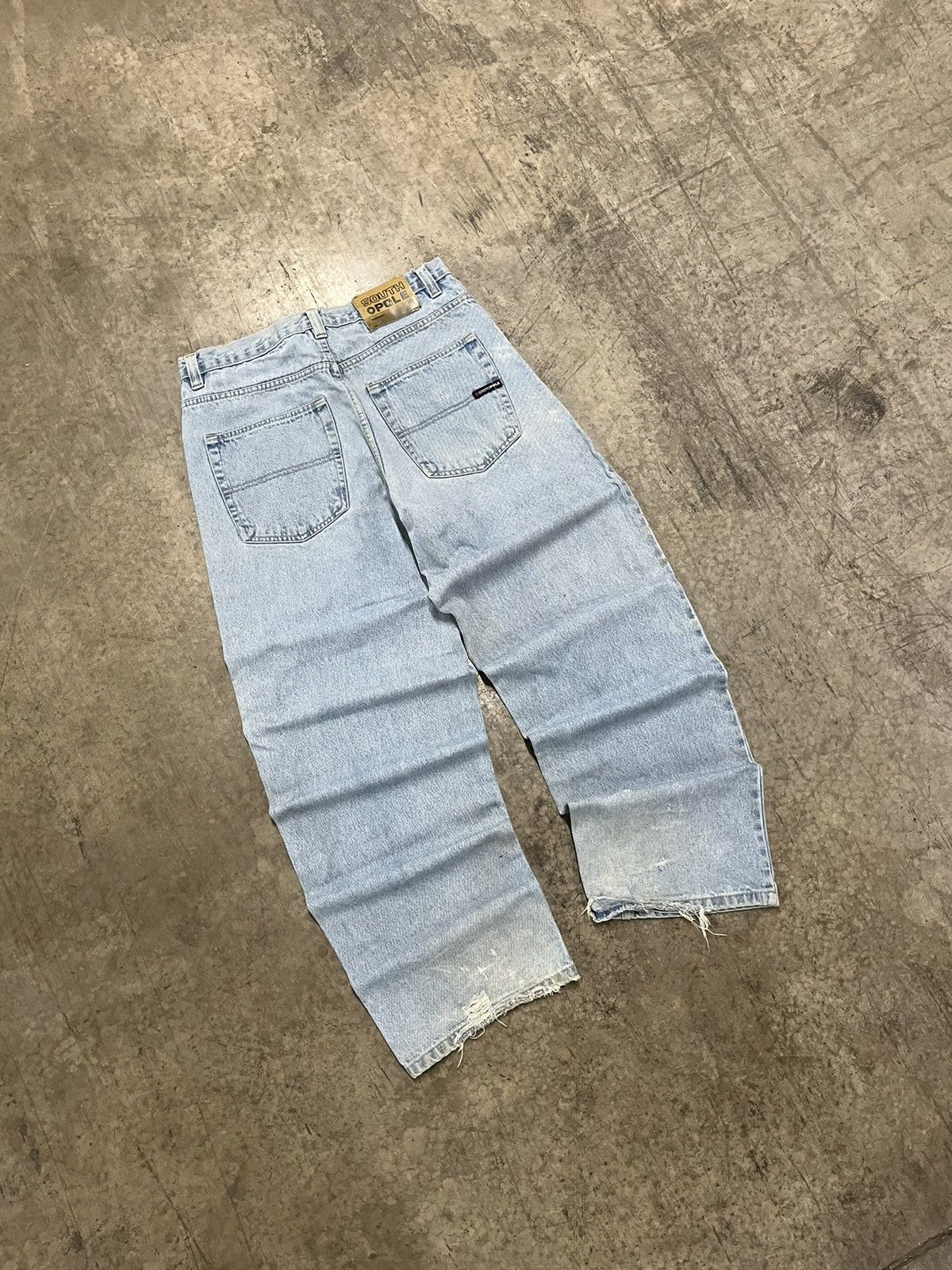 Southpole × Vintage Southpole y2k baggy fit wide leg denim light wash thrashed Size US 34 / EU 50 - 1 Thumbnail